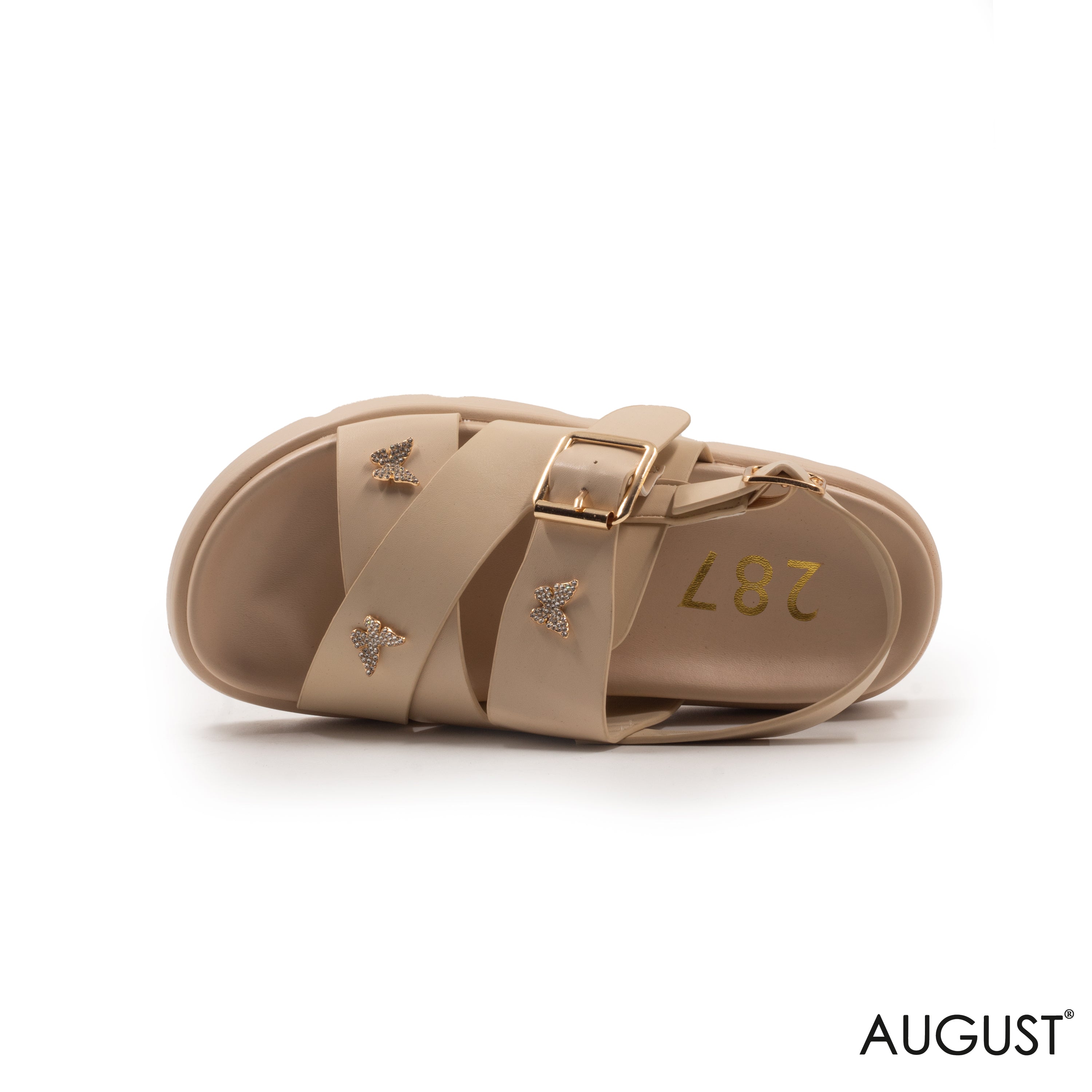 LEATHER THICK SANDALS WITH DETAILS BUTTERFLIES