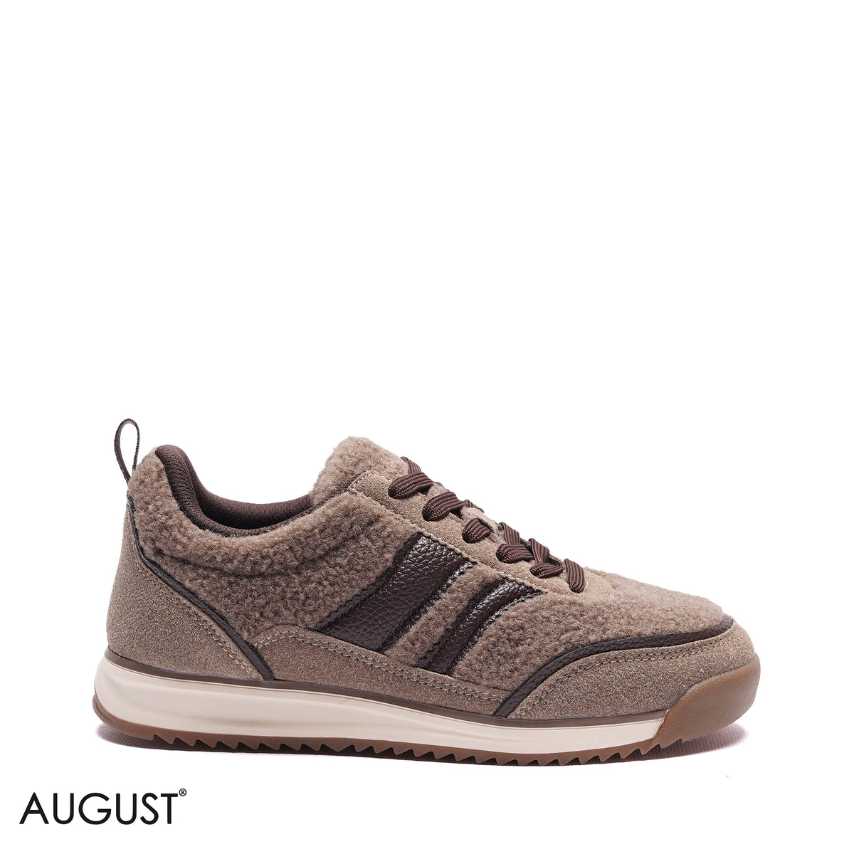 FAUX FUR STRIPED LOW-TOP SNEAKERS