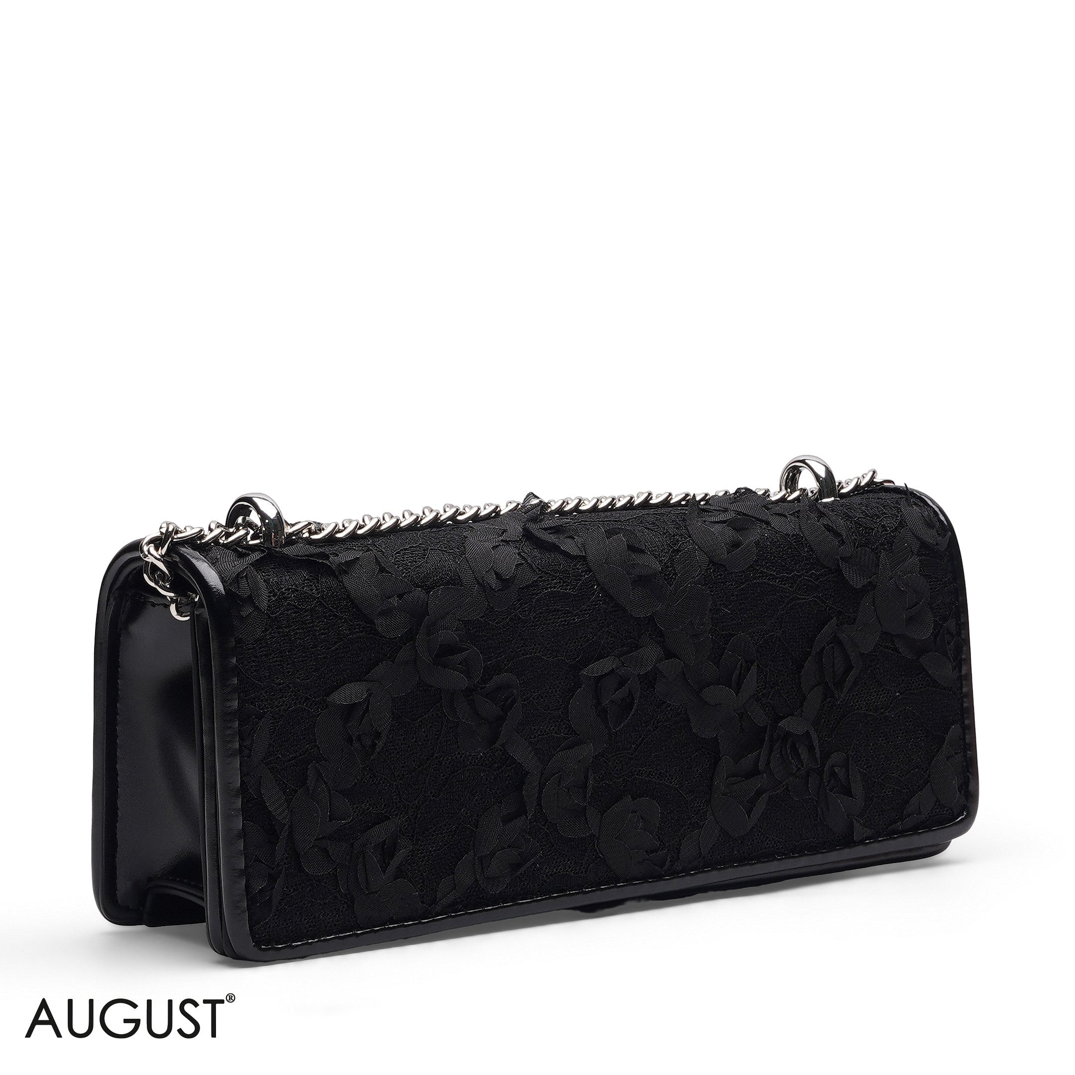 BLACK STRIPED TEXTURE HARD SHELL BOX CLUTCH