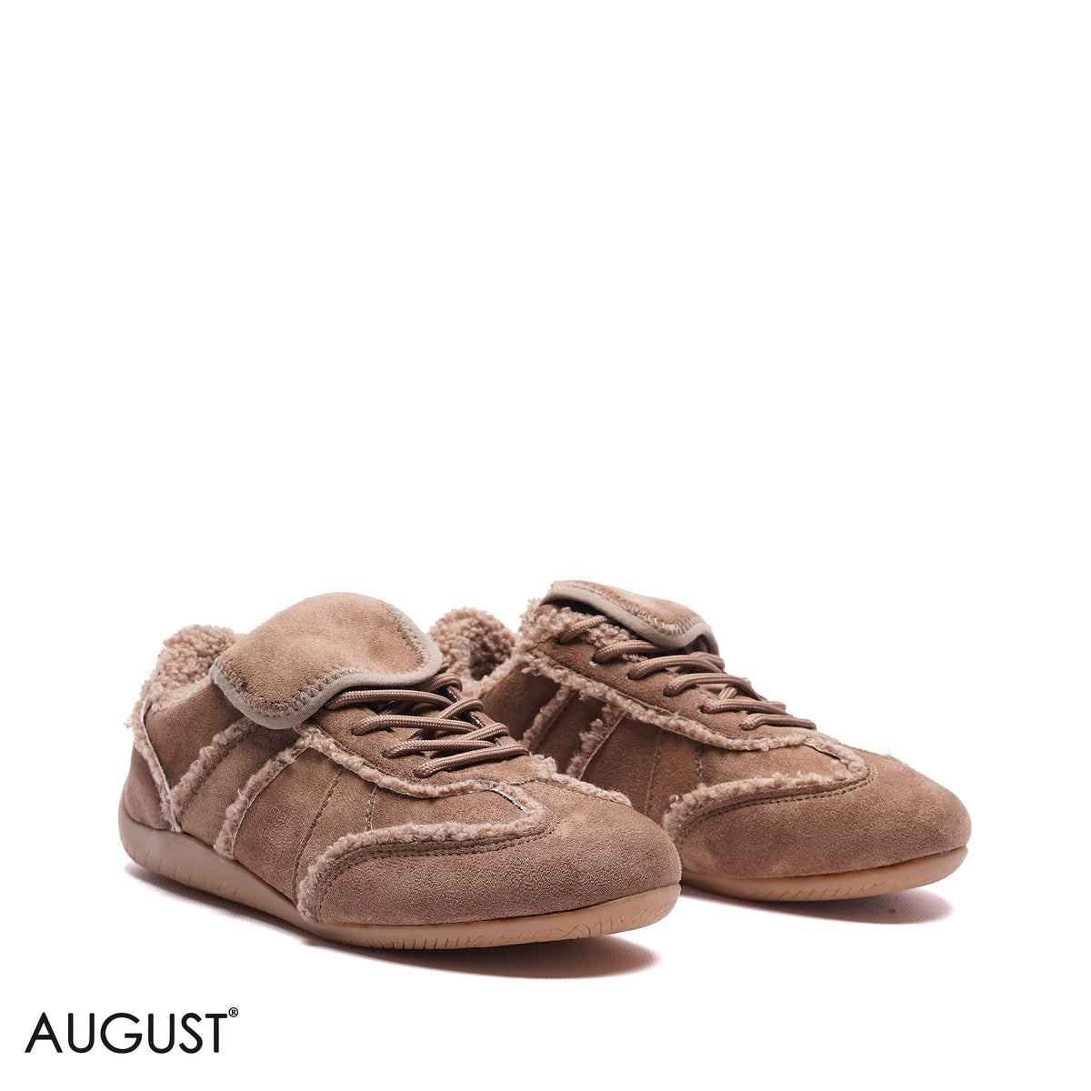 FAUX FUR TRIMMED SUEDE SNEAKERS
