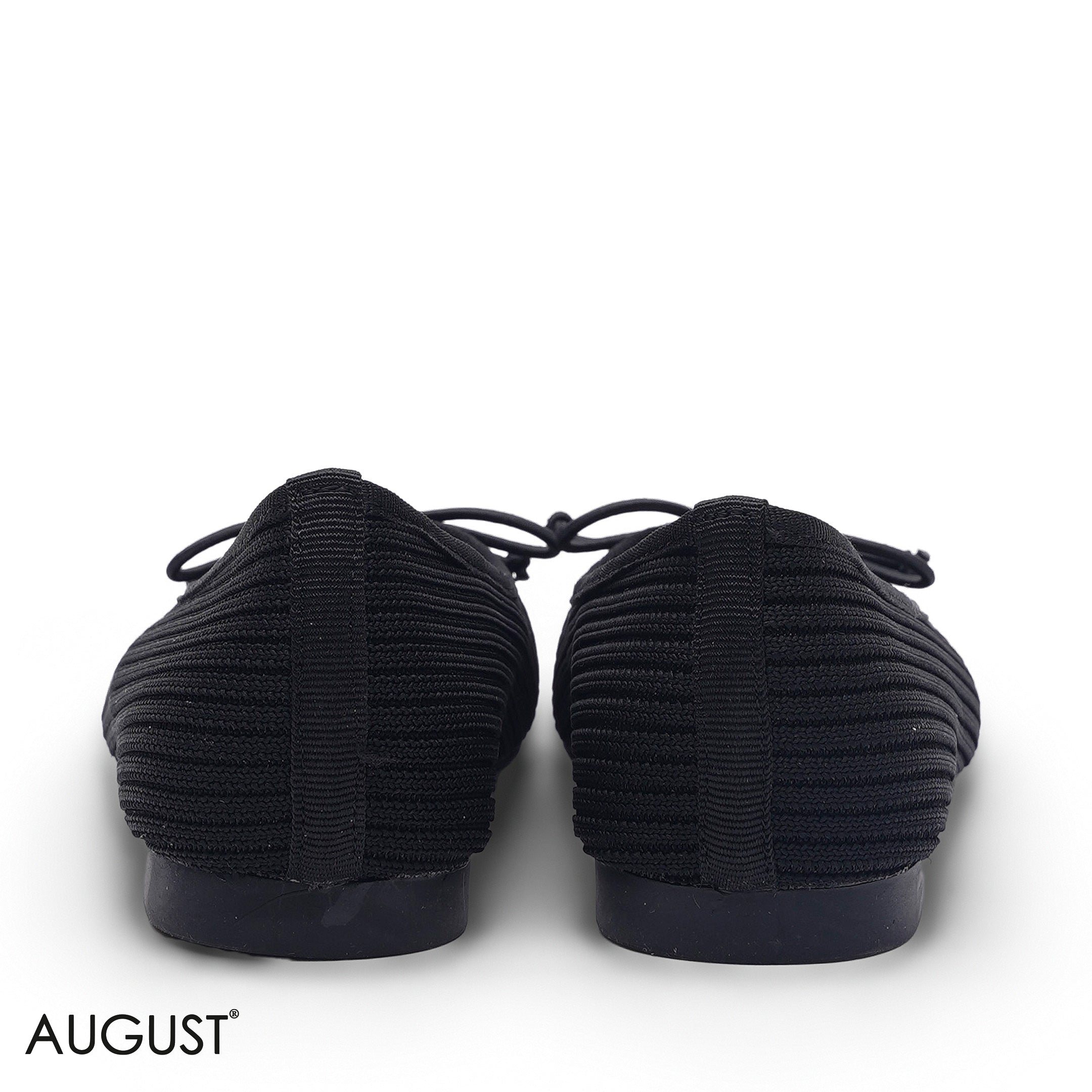 ELEGANT BLACK KNIT BOW FLAT