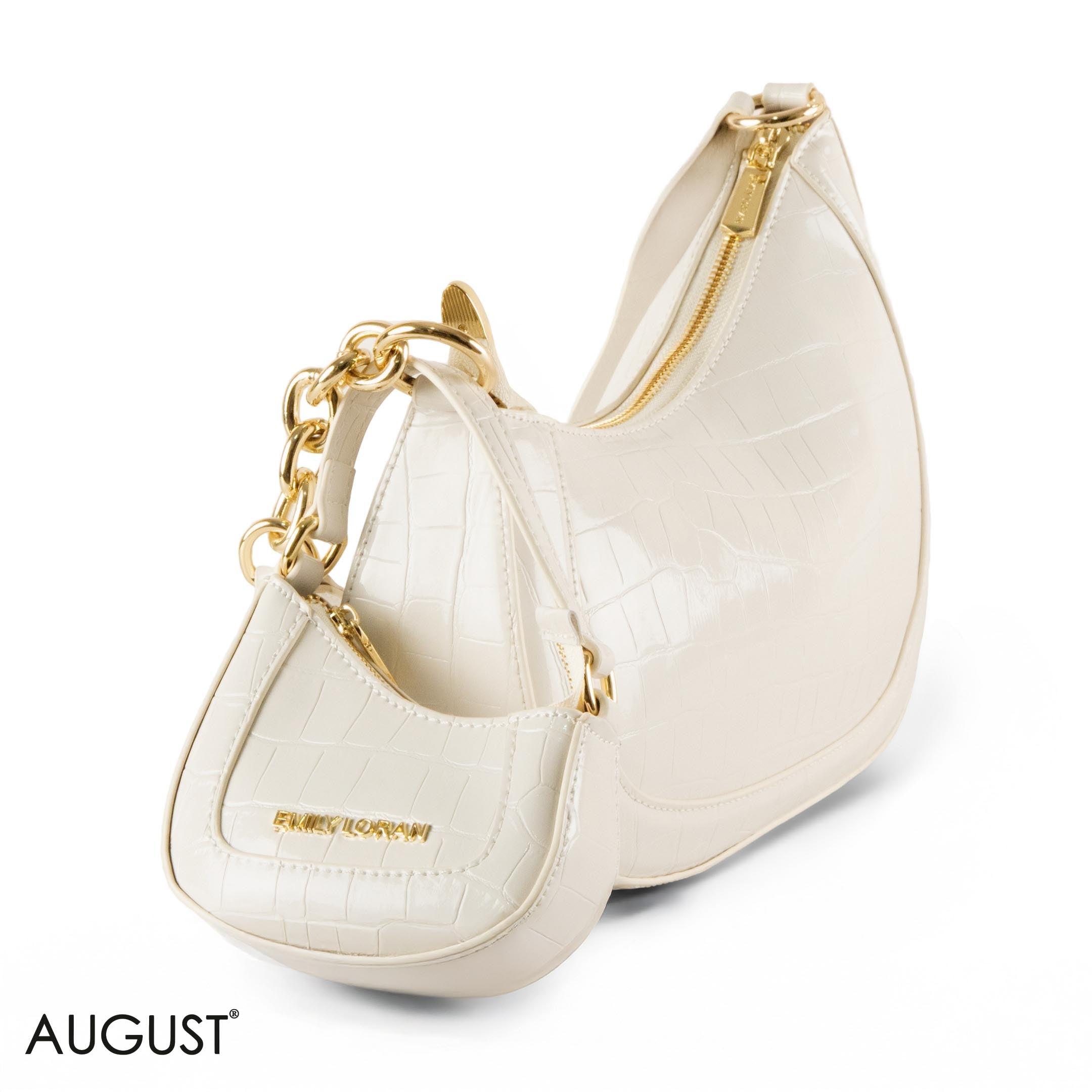 MODERN GLOSSY LEATHER SHOULDER BAG WITH MINI WALLET -SMALL