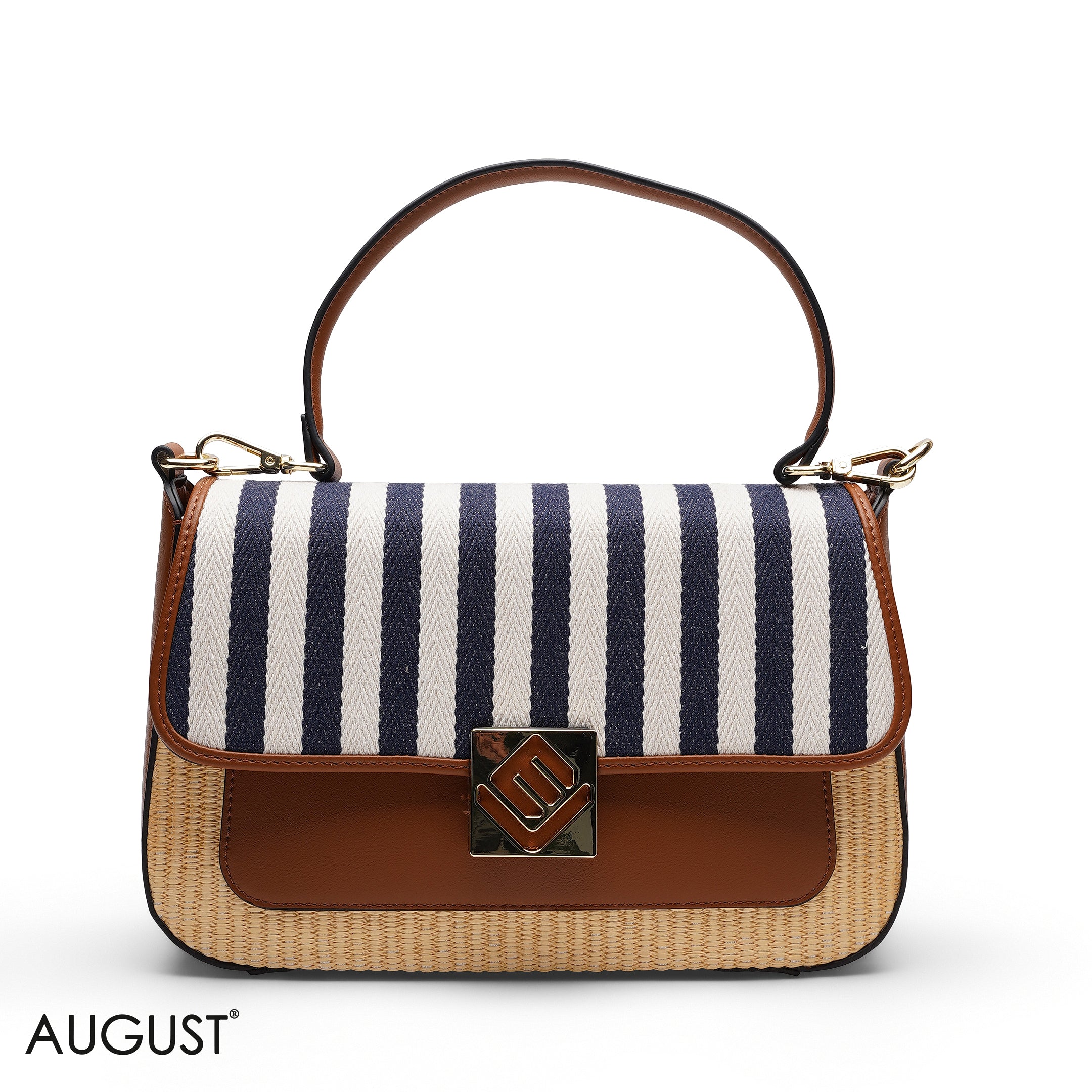 STRIPED FLAP CROSSBODY BAG