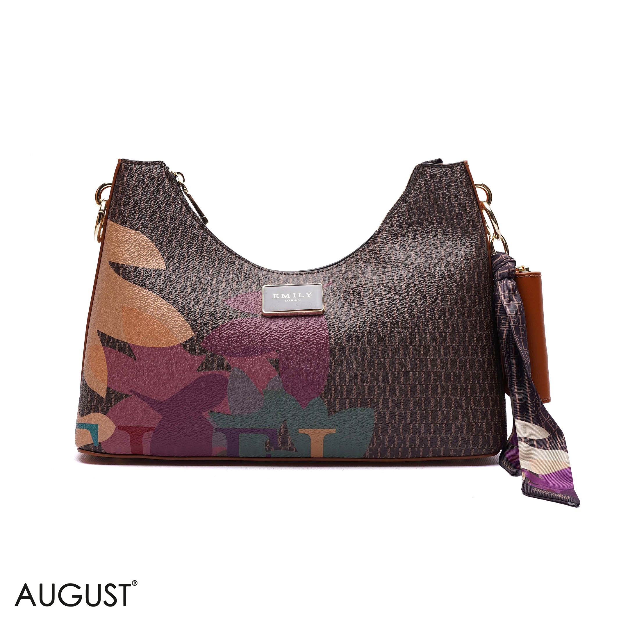 ELEGANT MONOGRAM PRINT SHOULDER BAG