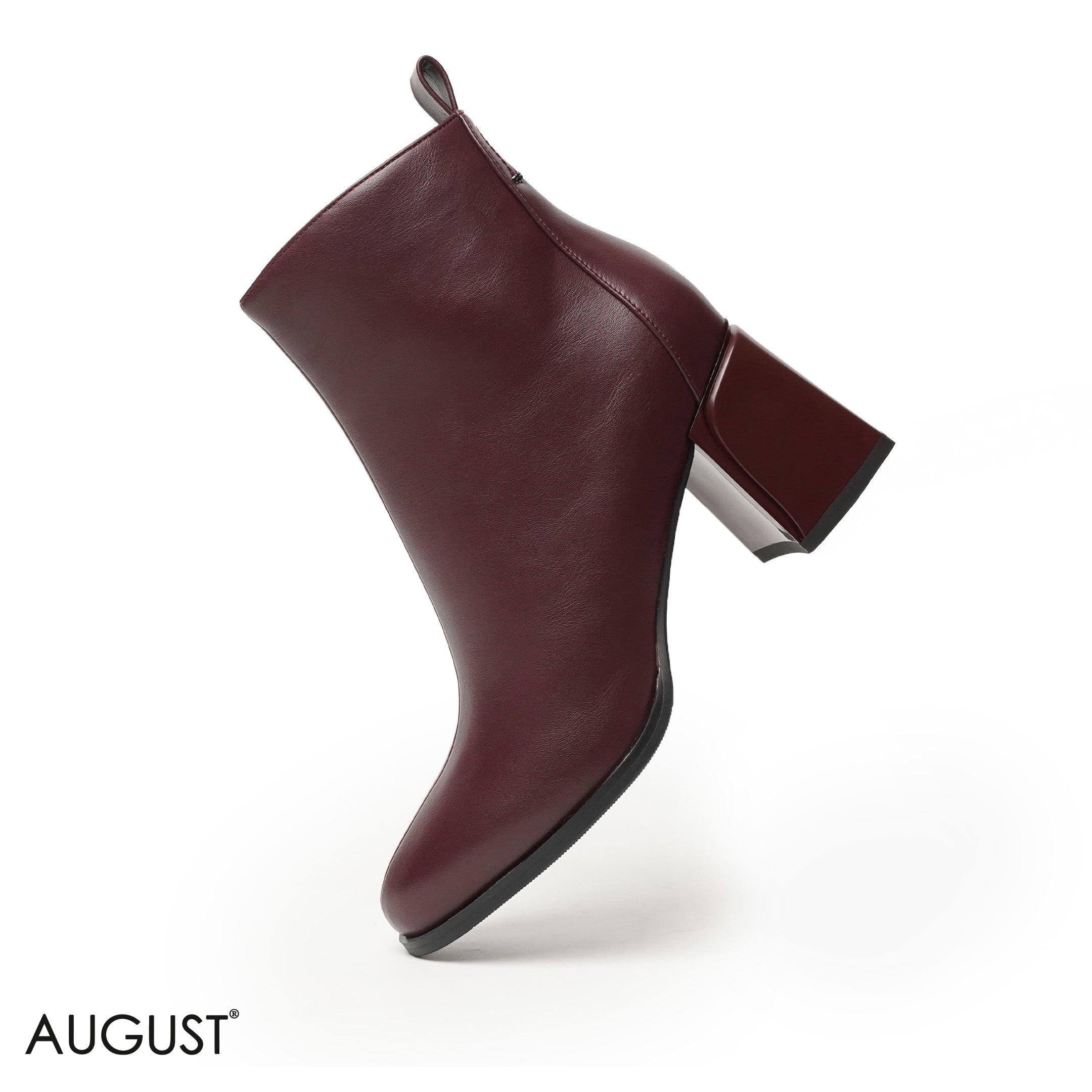 SMOOTH LEATHER HEELED BOOTS WITH SIDE ZIPPER
