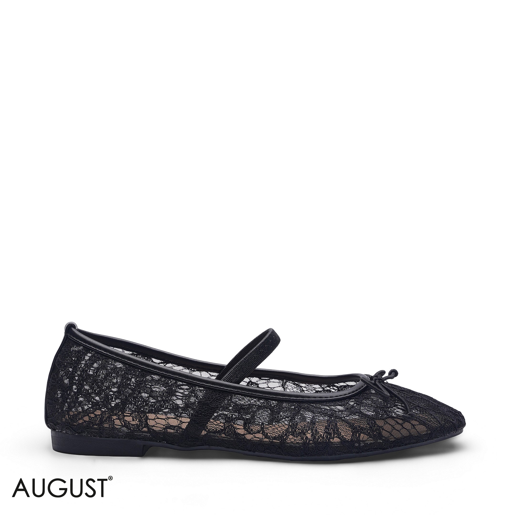 ELEGANT BLACK LACE BOW BALLERINA