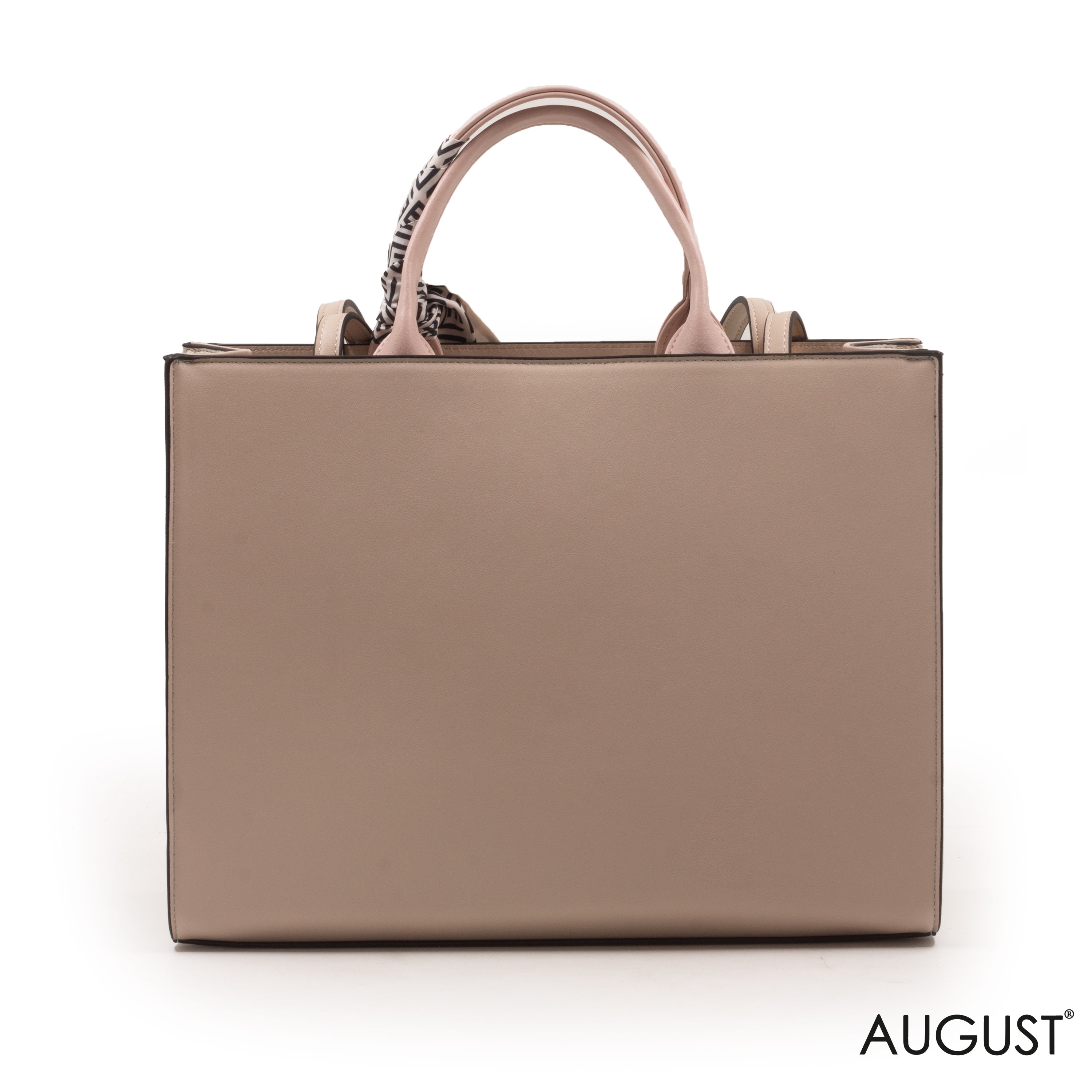 WOVEN STRAW HANDBAG LEATHER ACCENTS WITH SCARF -LARGE