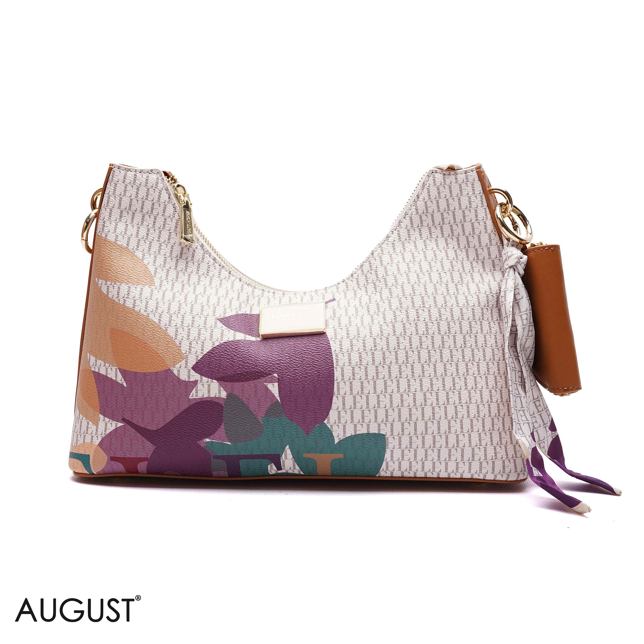ELEGANT MONOGRAM PRINT SHOULDER BAG