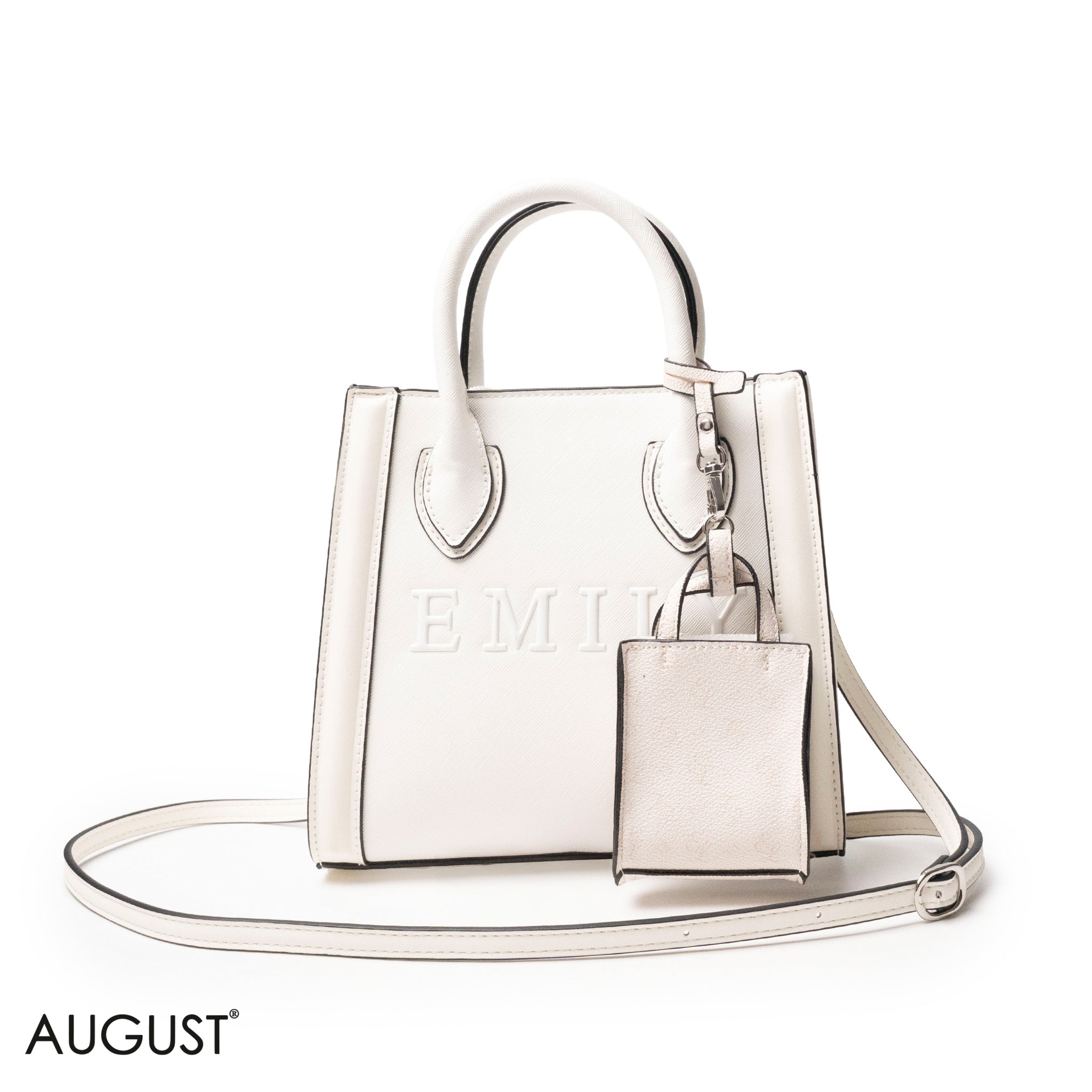 EMILY LOGO EMBOSSED LEATHER HANDBAG WITH MINI WALLET- SMALL