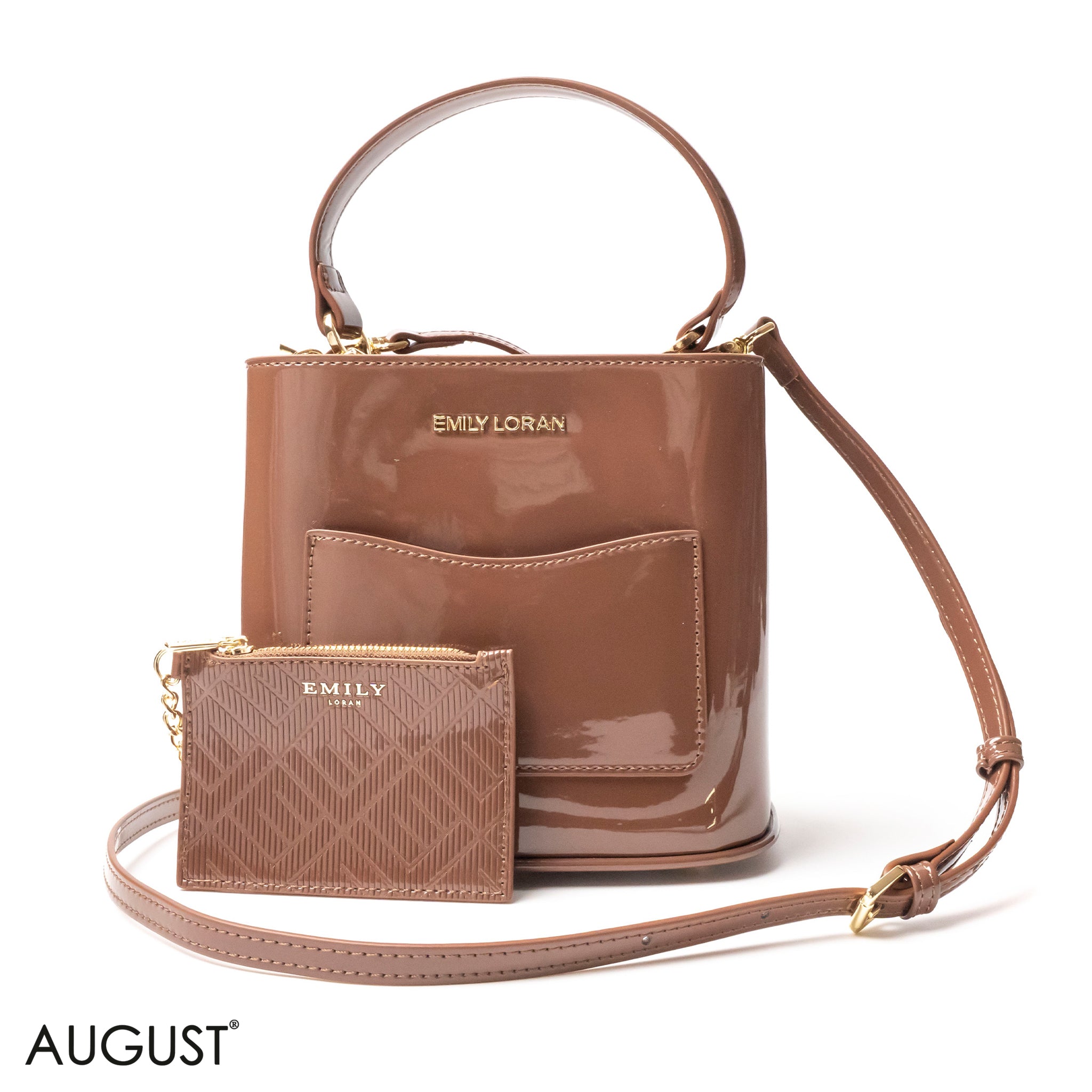 GLOSSY LEATHER HANDBAG WITH METAL CHAIN,MINI WALLET -SMALL