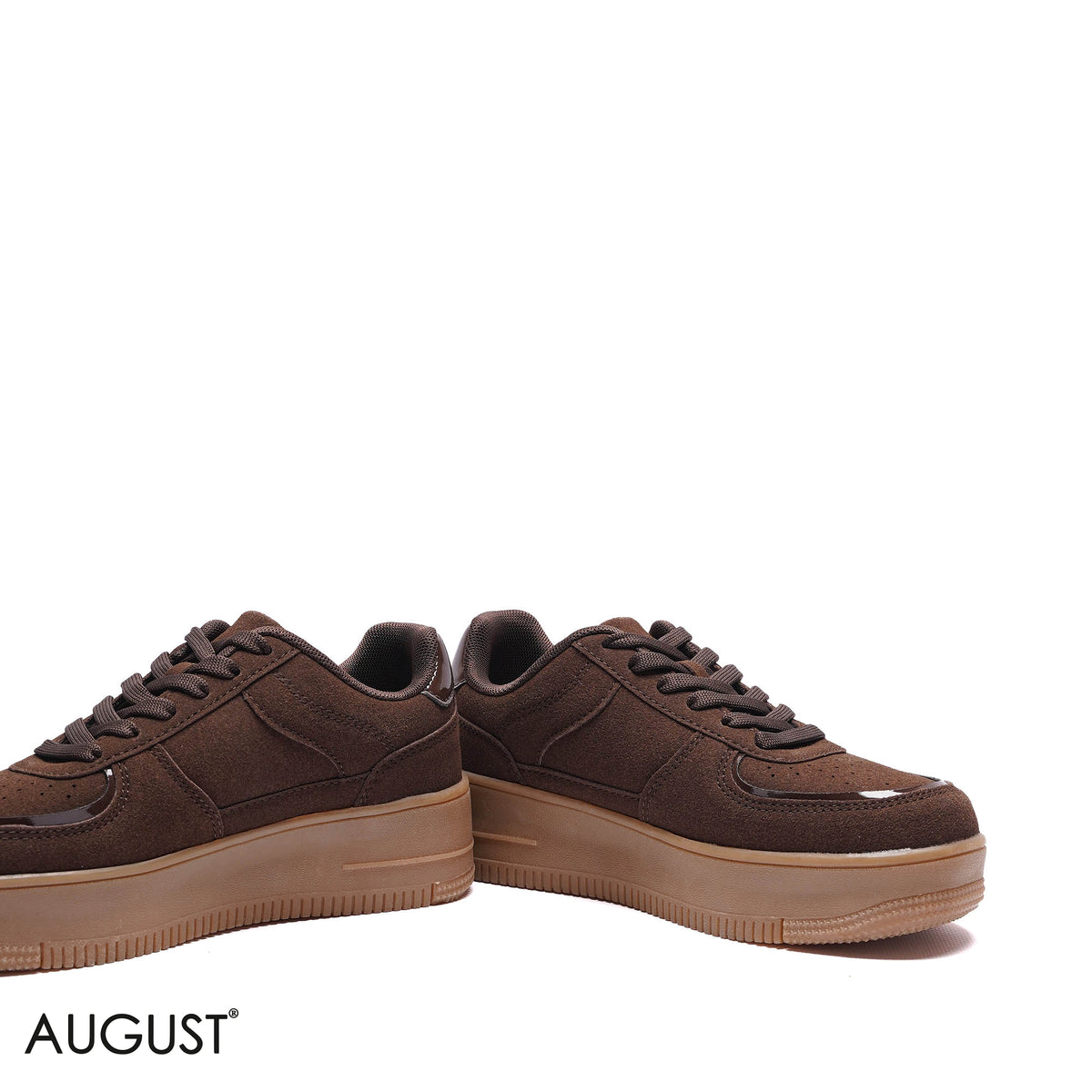 SUEDE METALLIC-TRIM PLATFORM SNEAKERS