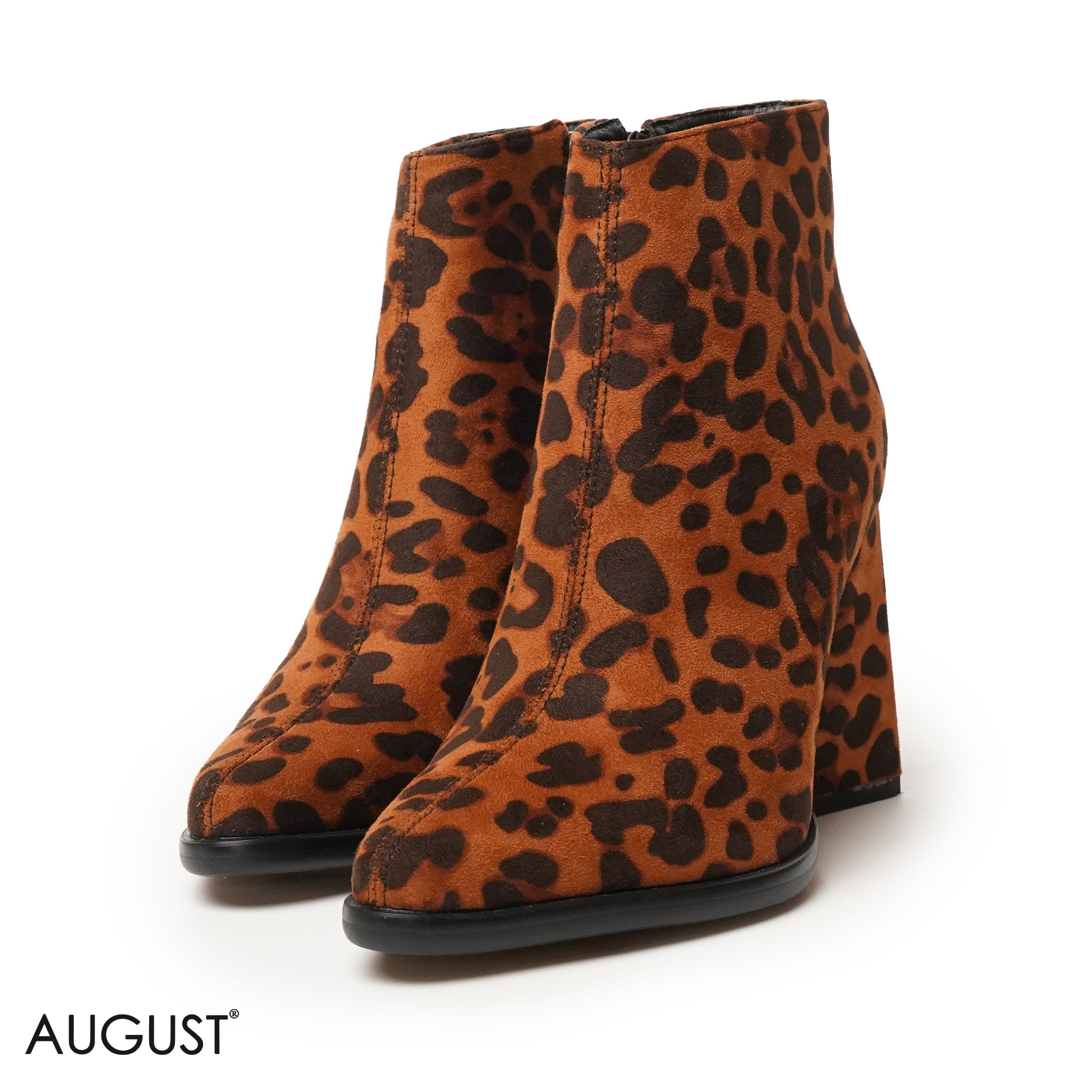 TIGER CHAMOIS LEATHER HEELED BOOTS WITH SIDE ZIPPER