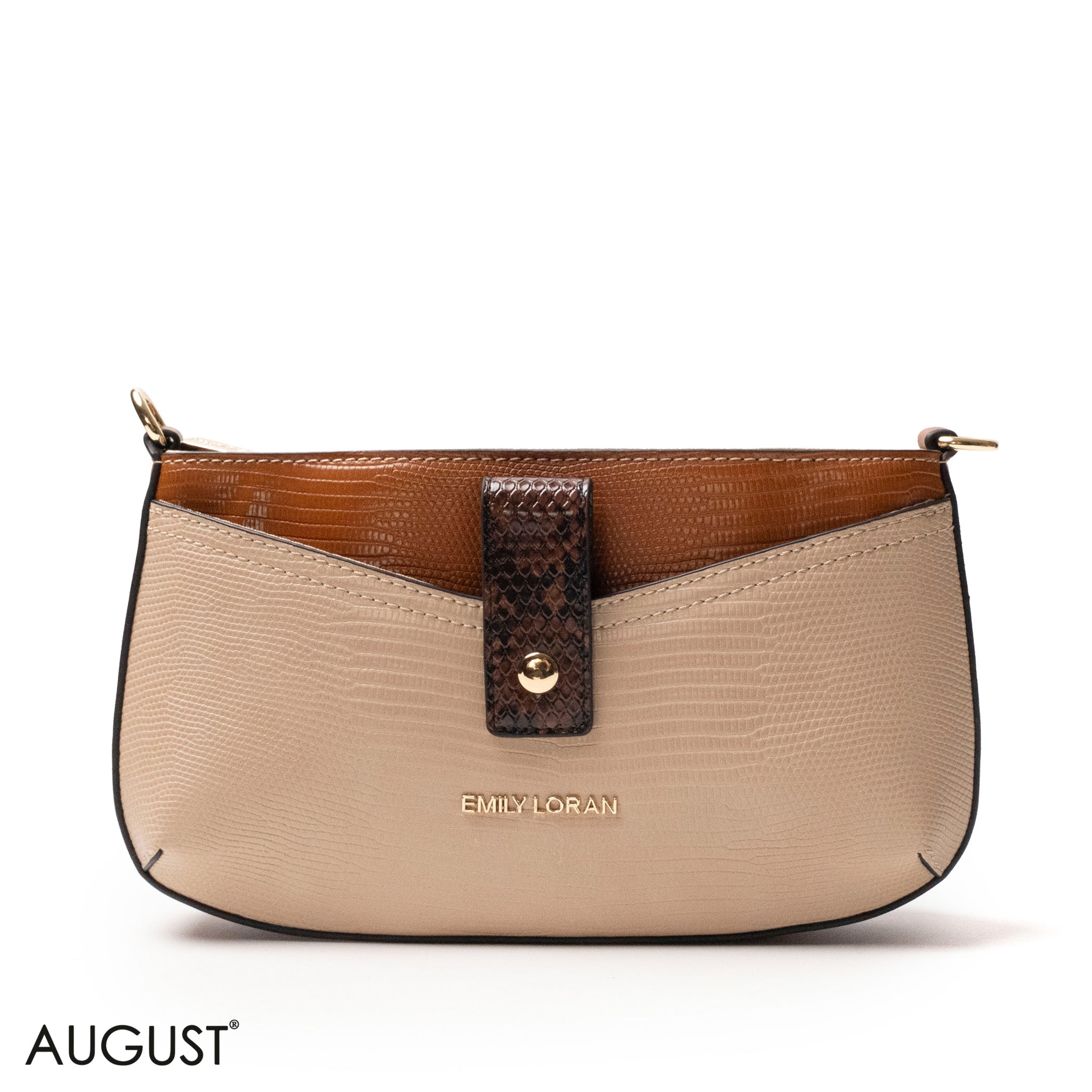 LEATHER CROSSBODY WITH SNAKESKIN PRINT- SMALL