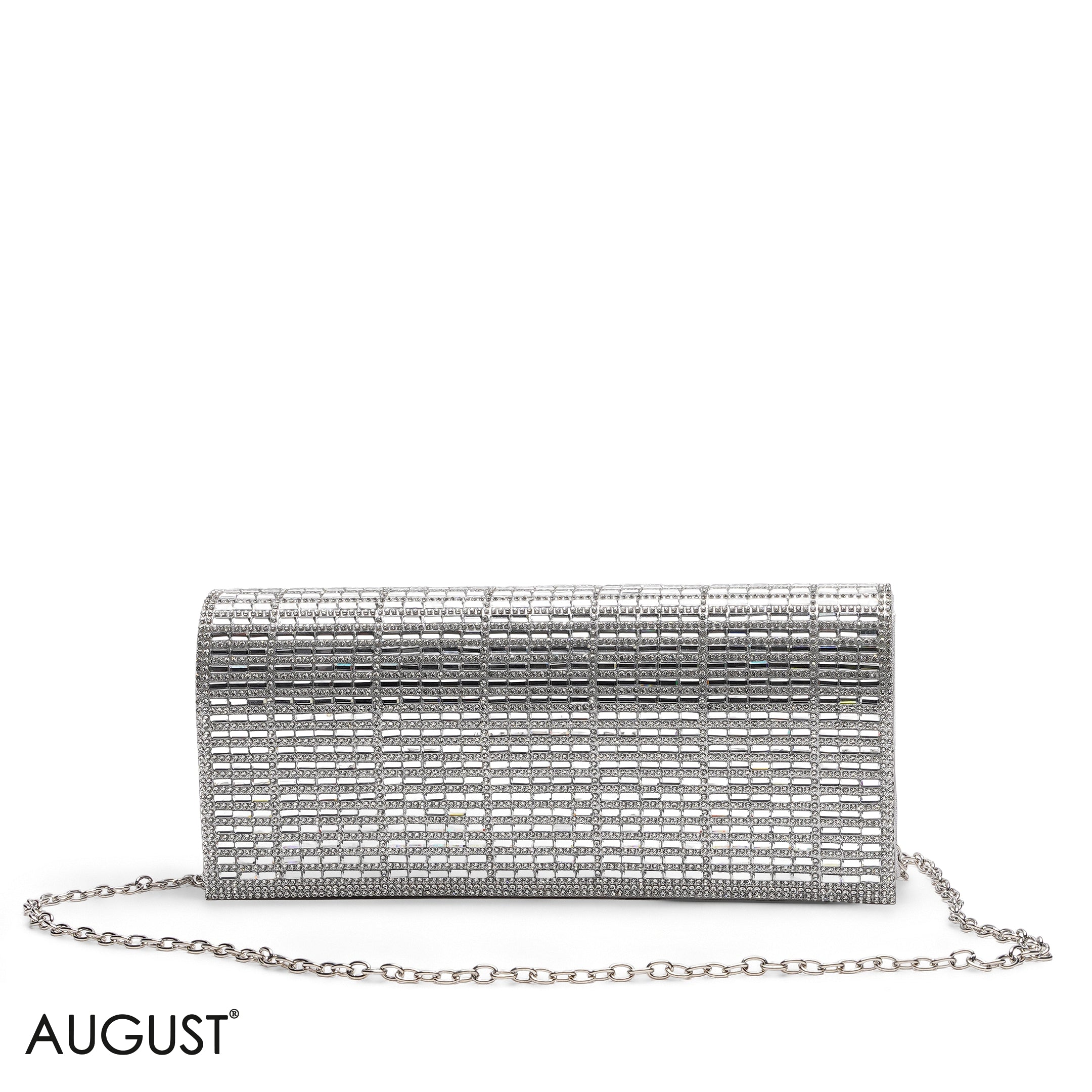 SILVER SHIMMERING CRYSTAL EVENING CLUTCH