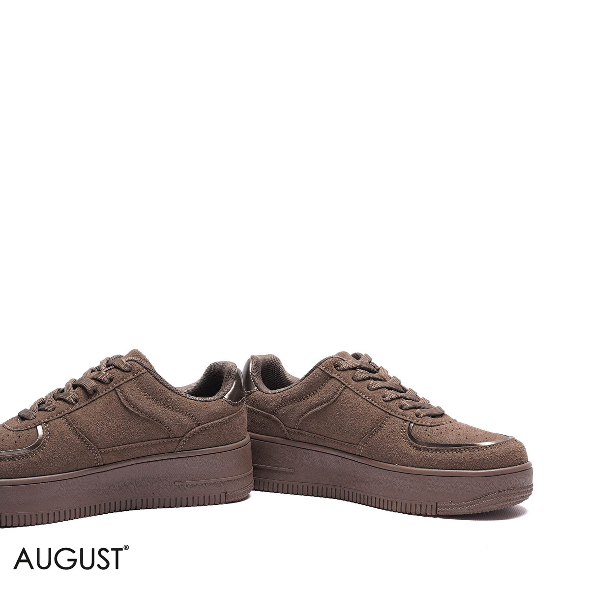 SUEDE METALLIC-TRIM PLATFORM SNEAKERS