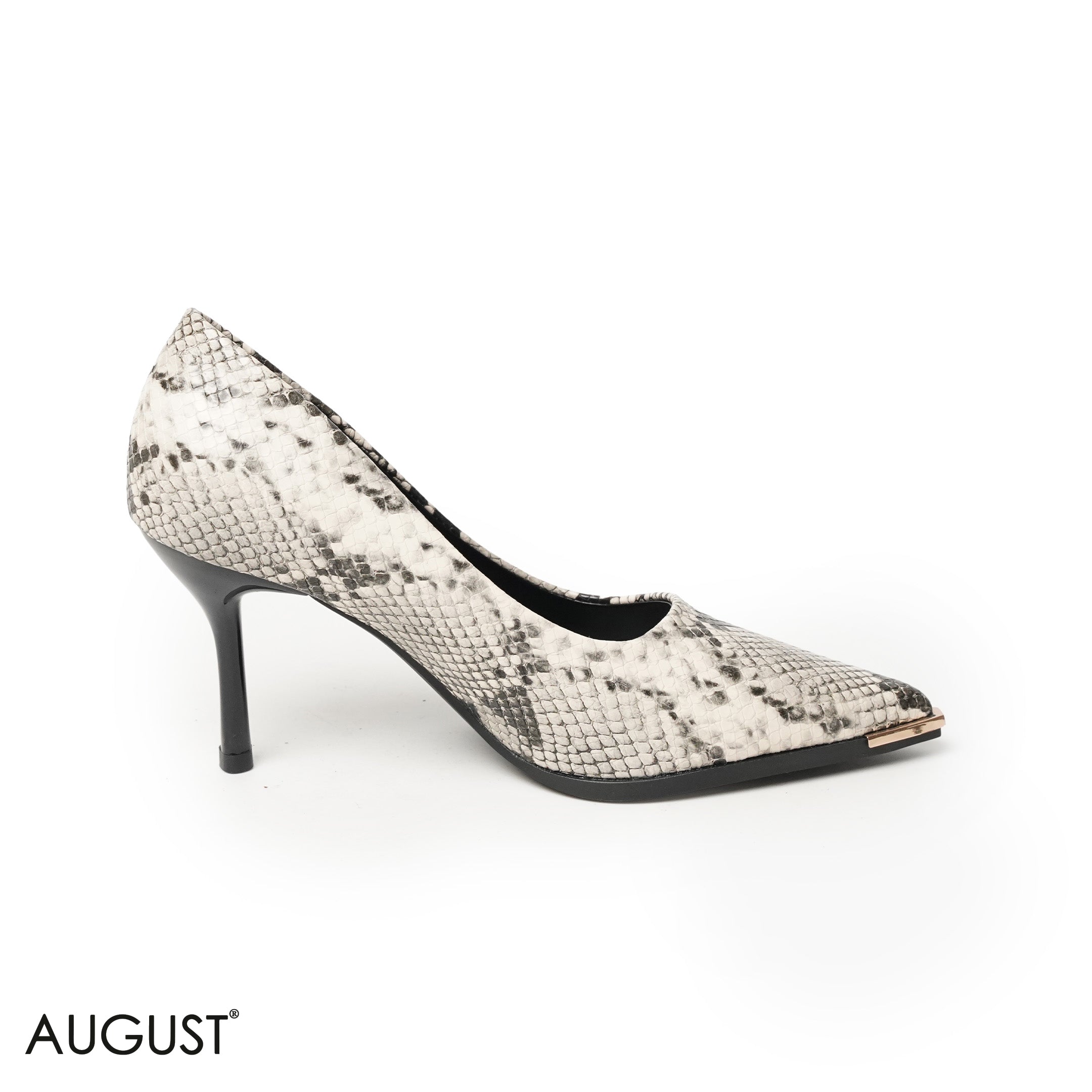 SNAKE SMOOTH LEATHER MED- HEEL SHOES