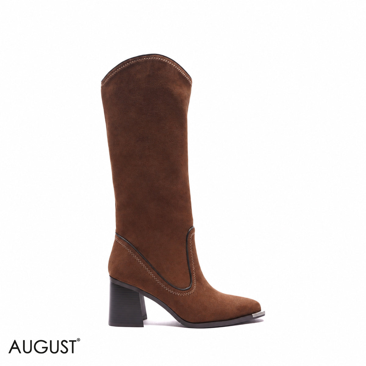 METALLIC-TIP SUEDE COWBOY BOOTS