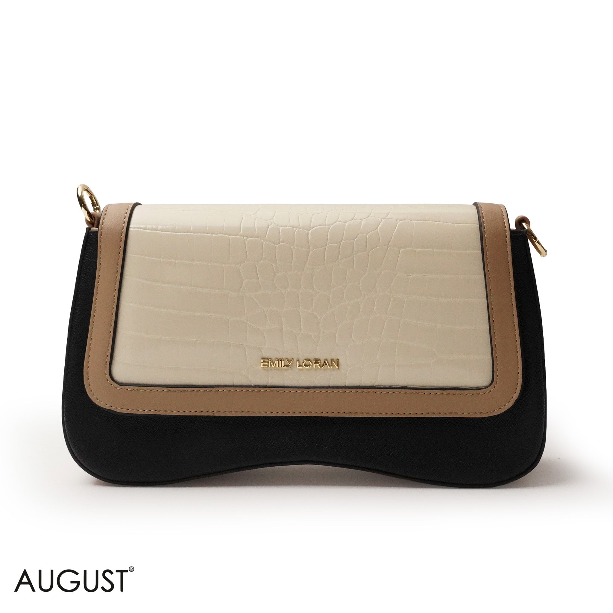 LEATHER CROSSBODY WITH CROC PRINT- SMALL