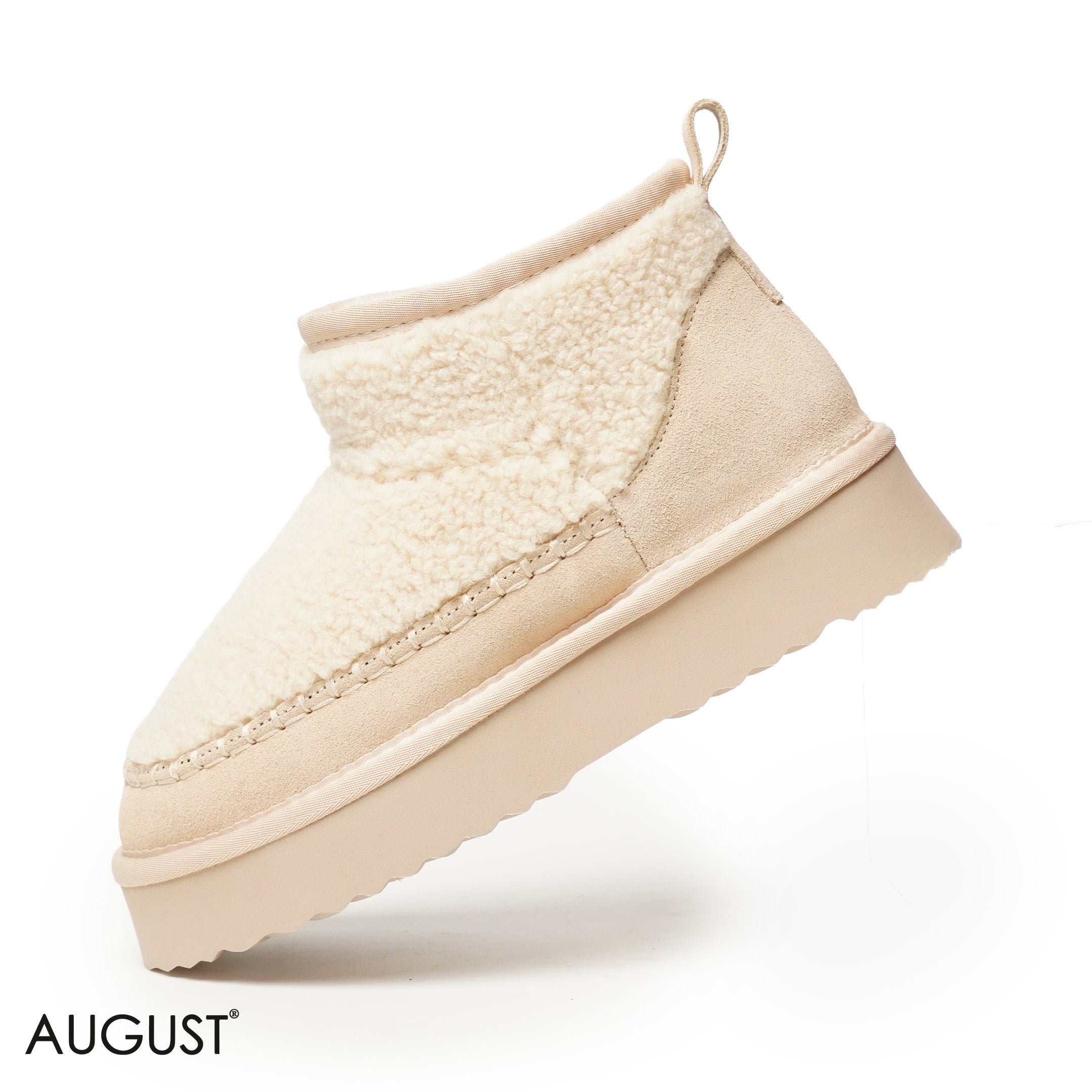 CREAM SUEDE LEATHER UGGS WITH FUR TOUCH