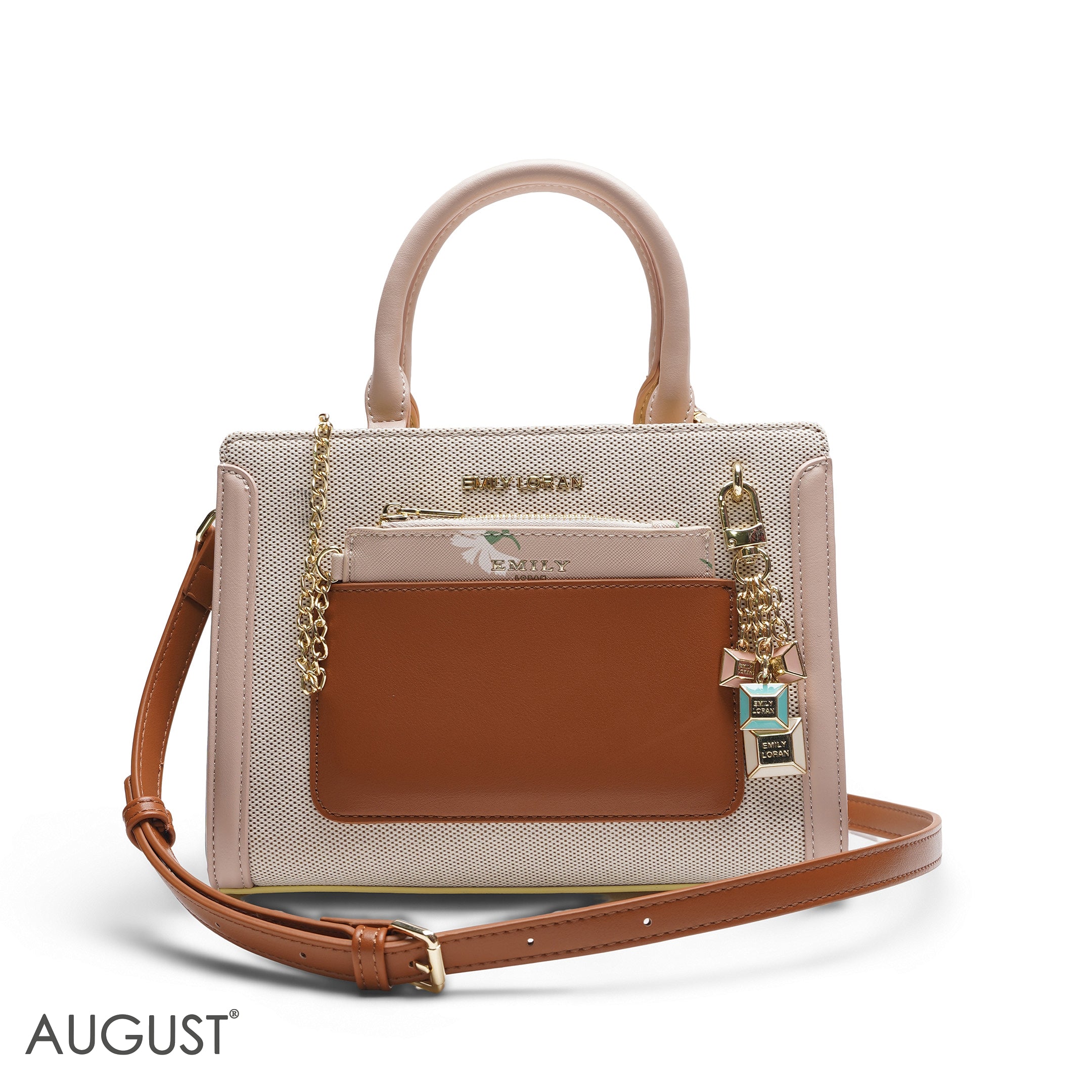 EMILY MULTI-COLOUR BAG WITH FLORAL POUCH - MED