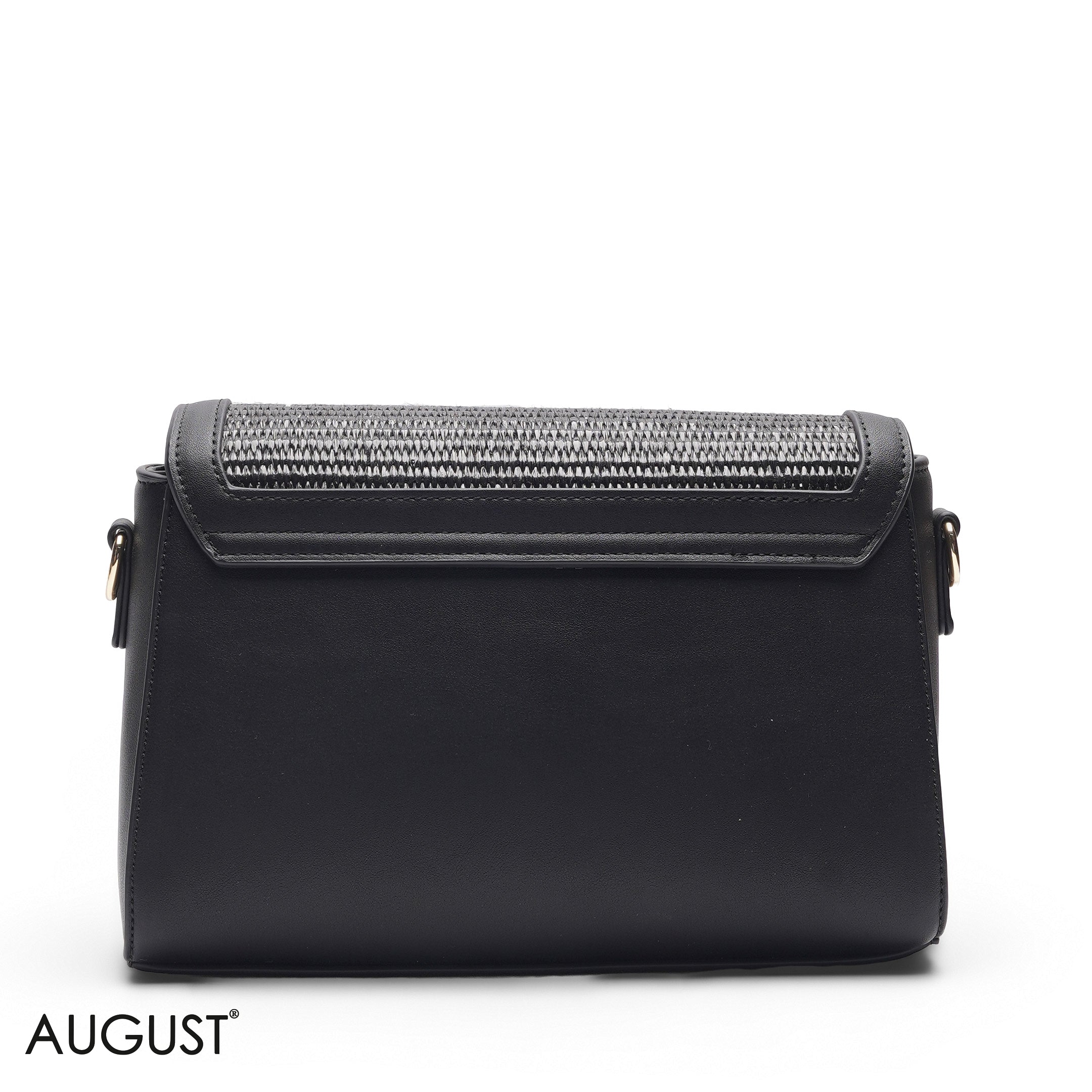 TEXTURED SCARF BLACK TOP HANDLE BAG - MED