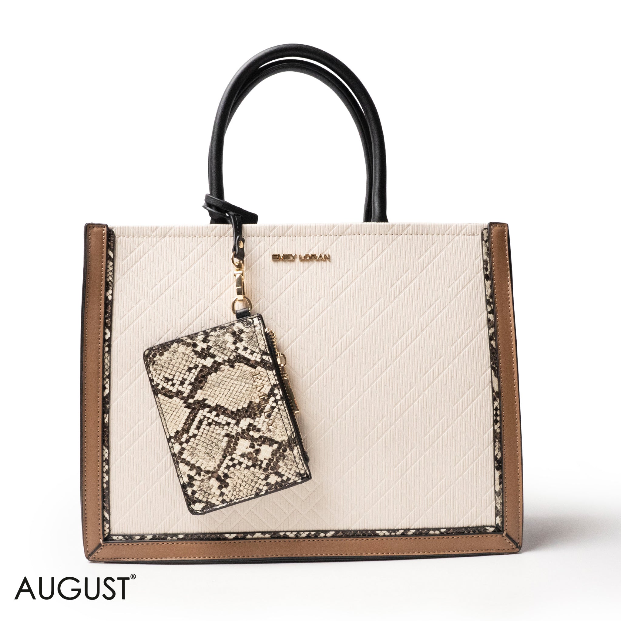 LEATHER HANDBAG WITH SNAKE DETAIL TOUCH - LARGE