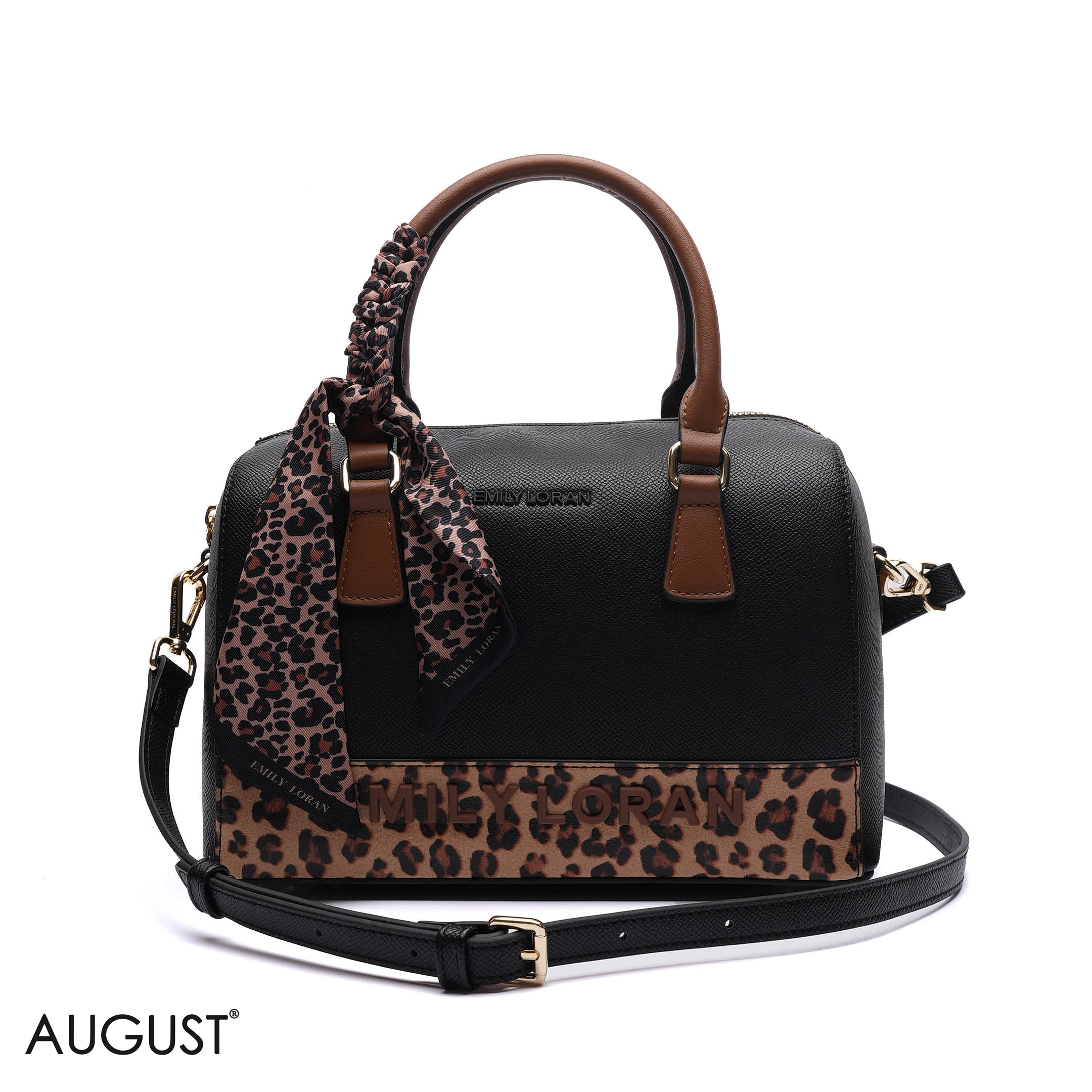 EMILY EMBOSSED LOGO BARREL BAG - MED
