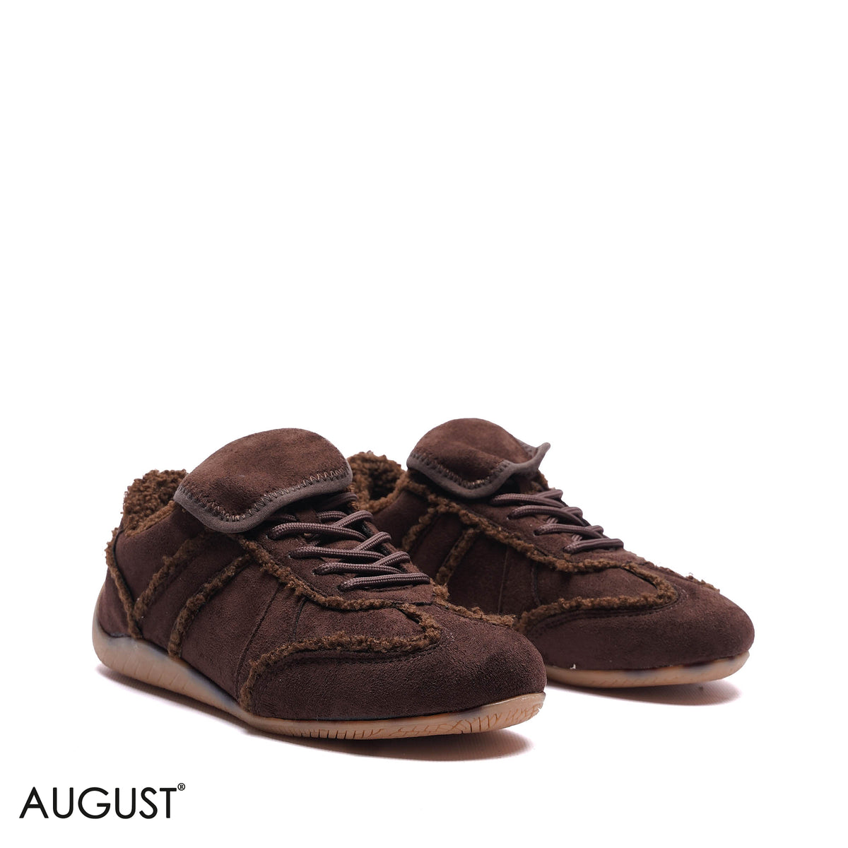 FAUX FUR TRIMMED SUEDE SNEAKERS