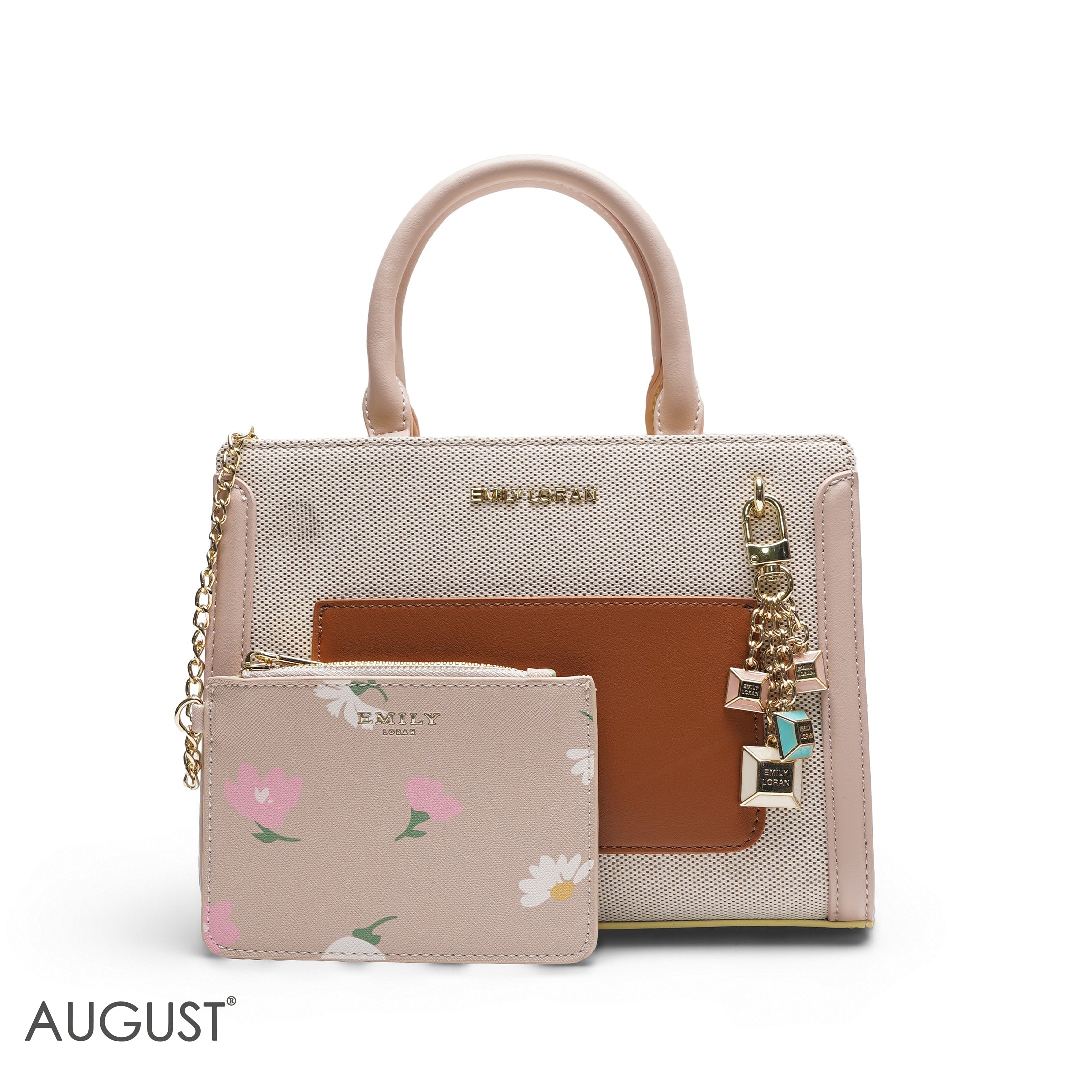 EMILY MULTI-COLOUR BAG WITH FLORAL POUCH - MED