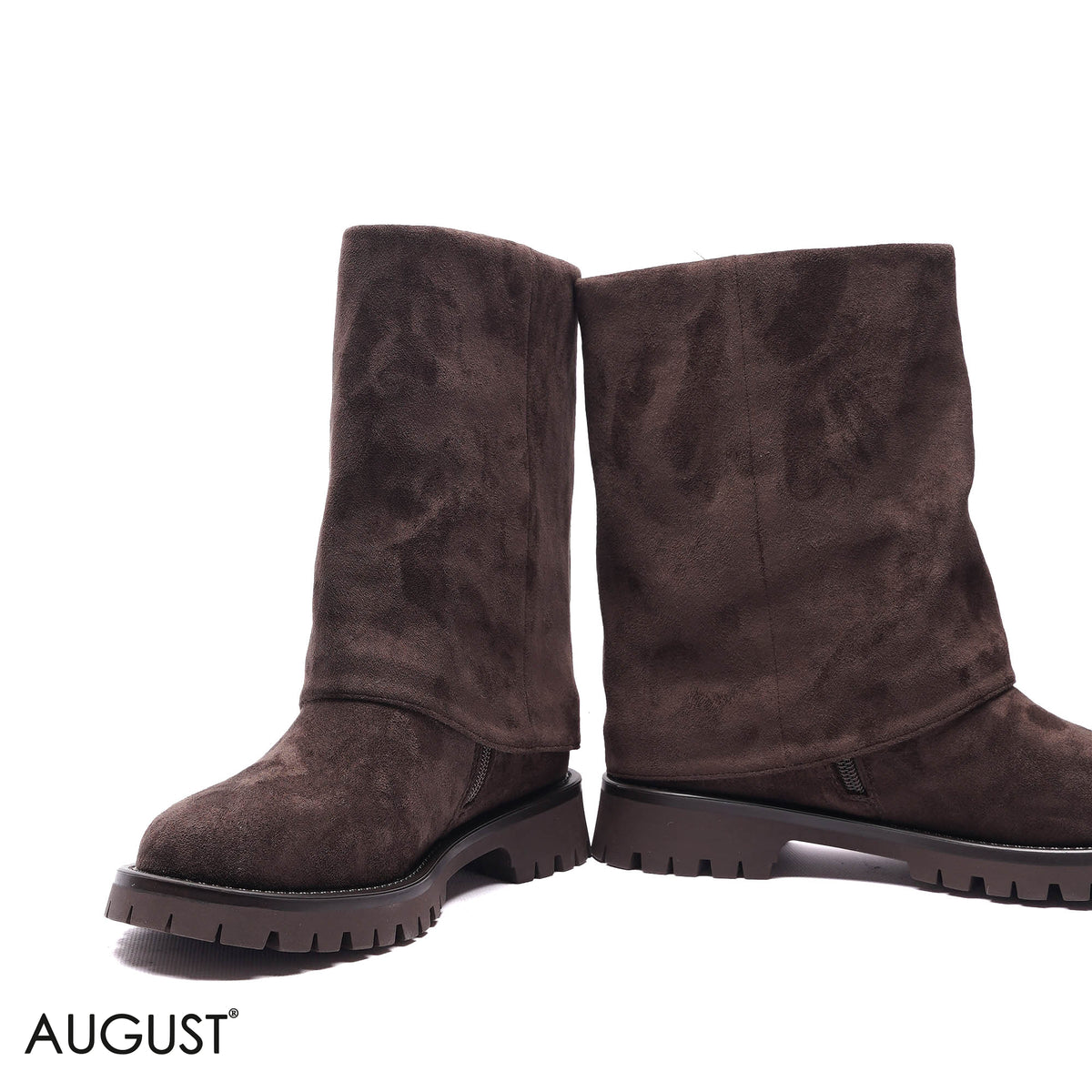FOLD-OVER LUG-SOLE SUEDE BOOTS