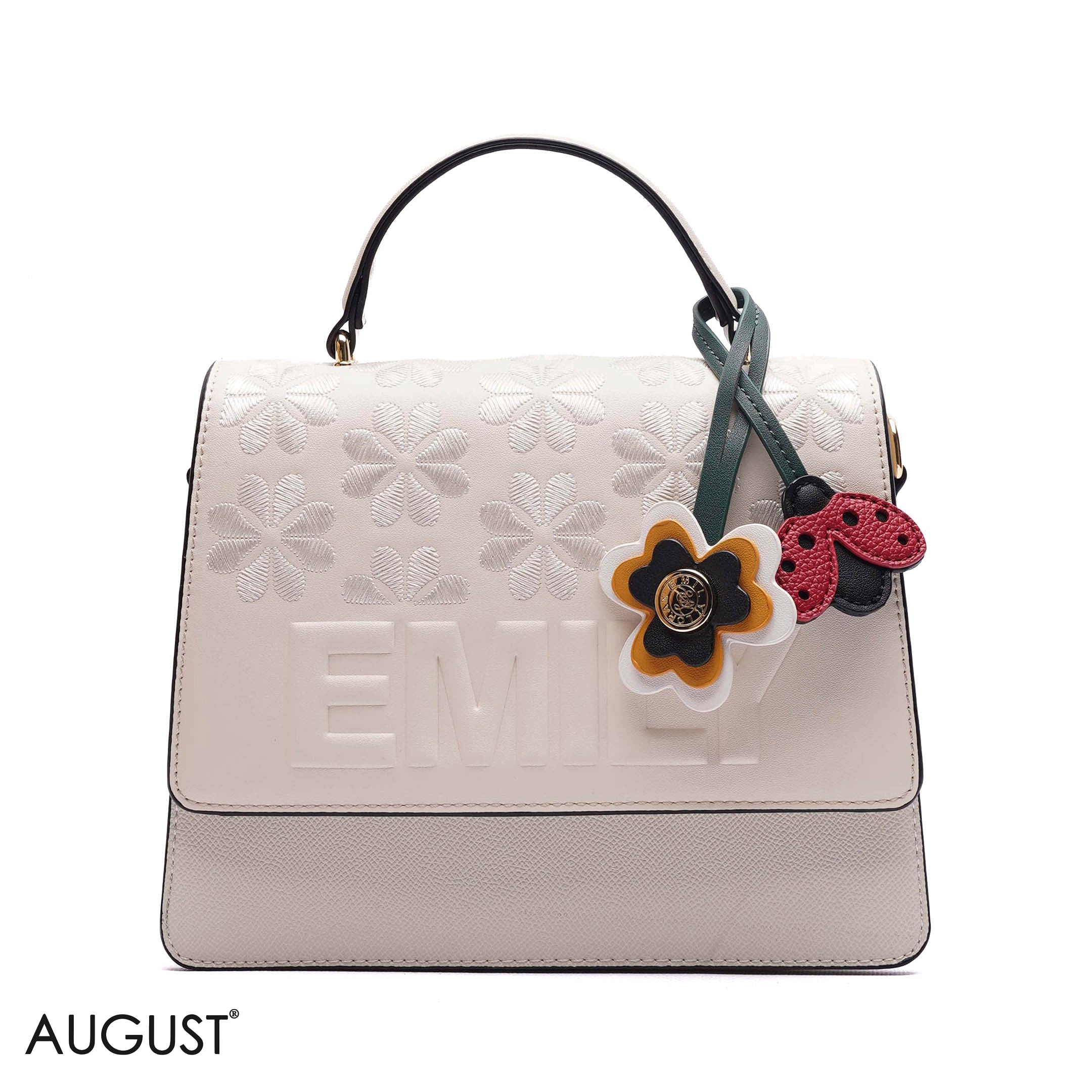 EMBOSSED FLORAL TOP-HANDLE SATCHEL BAG