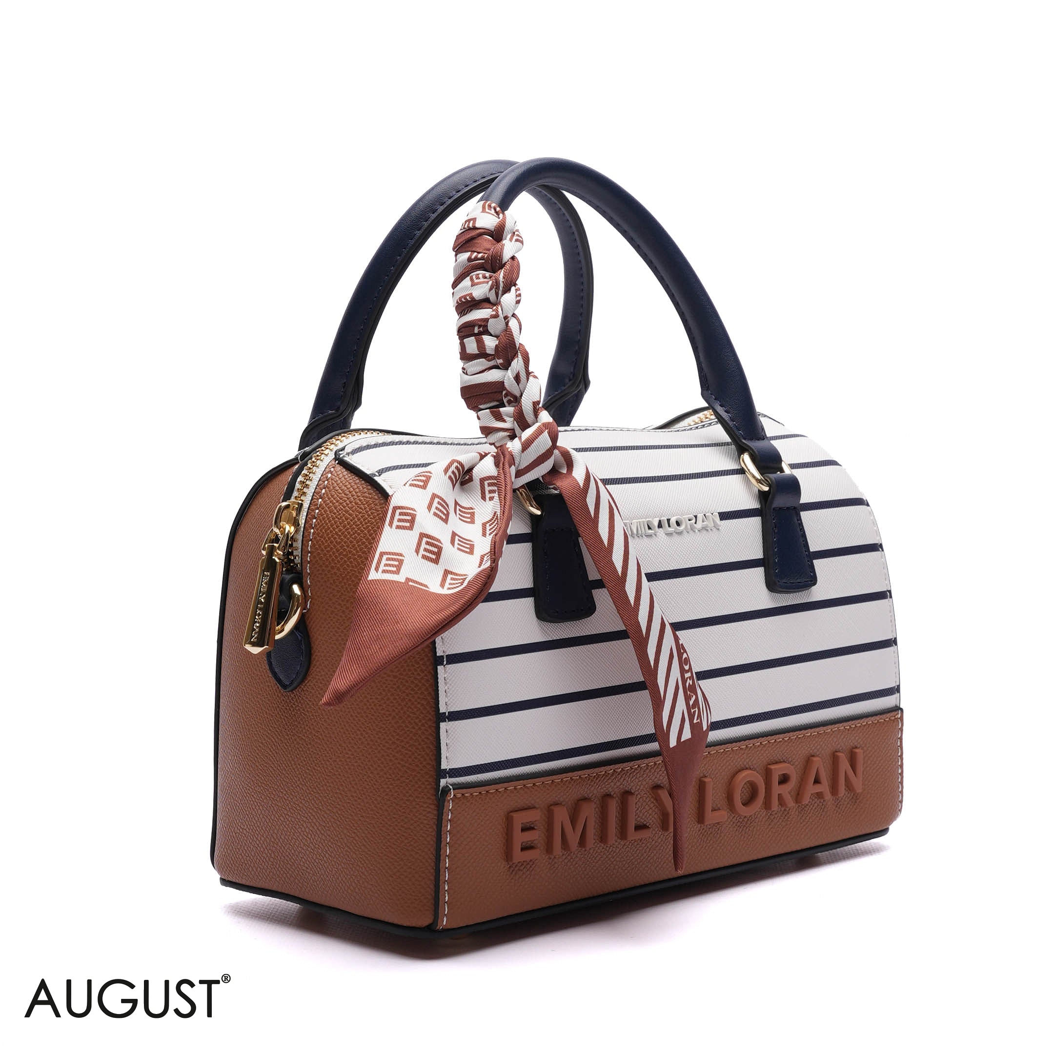 EMILY EMBOSSED LOGO BARREL BAG