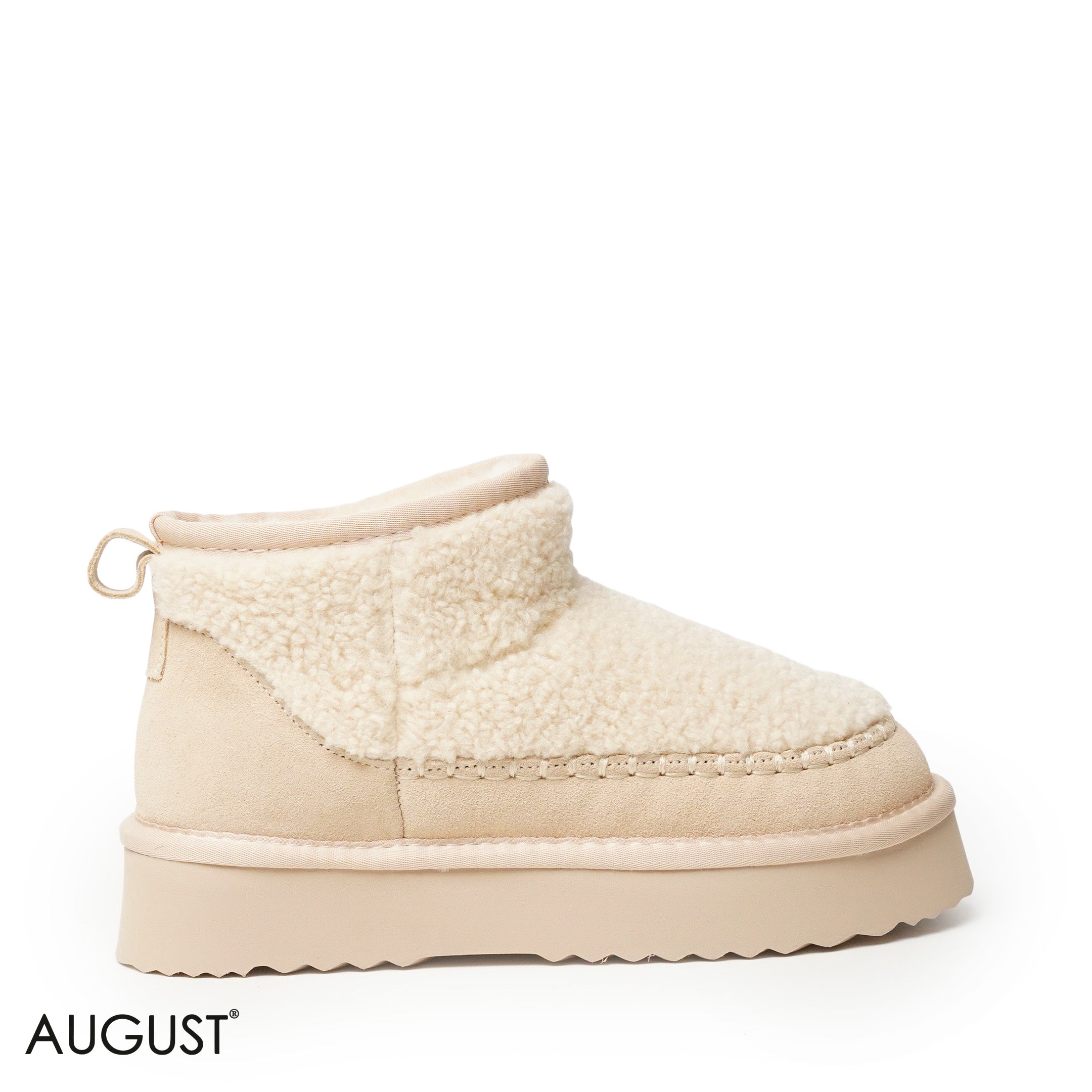 CREAM SUEDE LEATHER UGGS WITH FUR TOUCH