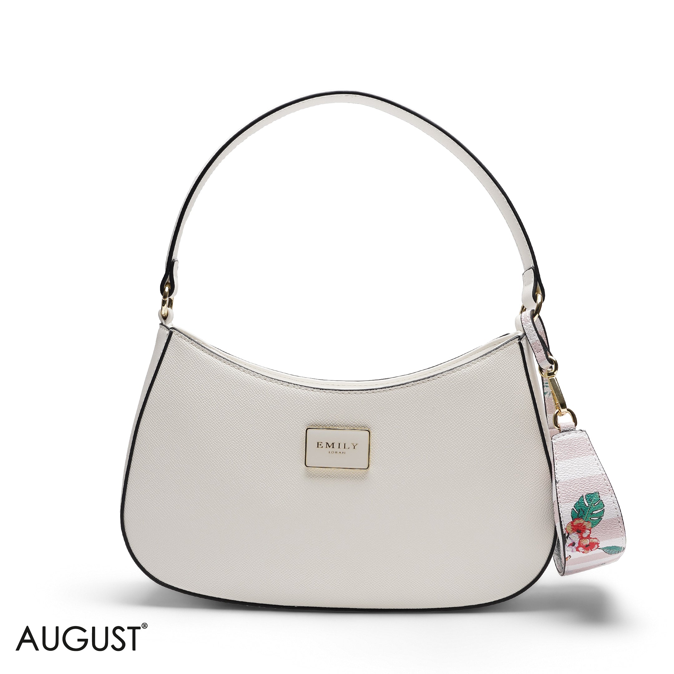 WHITE SHOULDER HOBO BAG WITH FLORAL MINI BAG