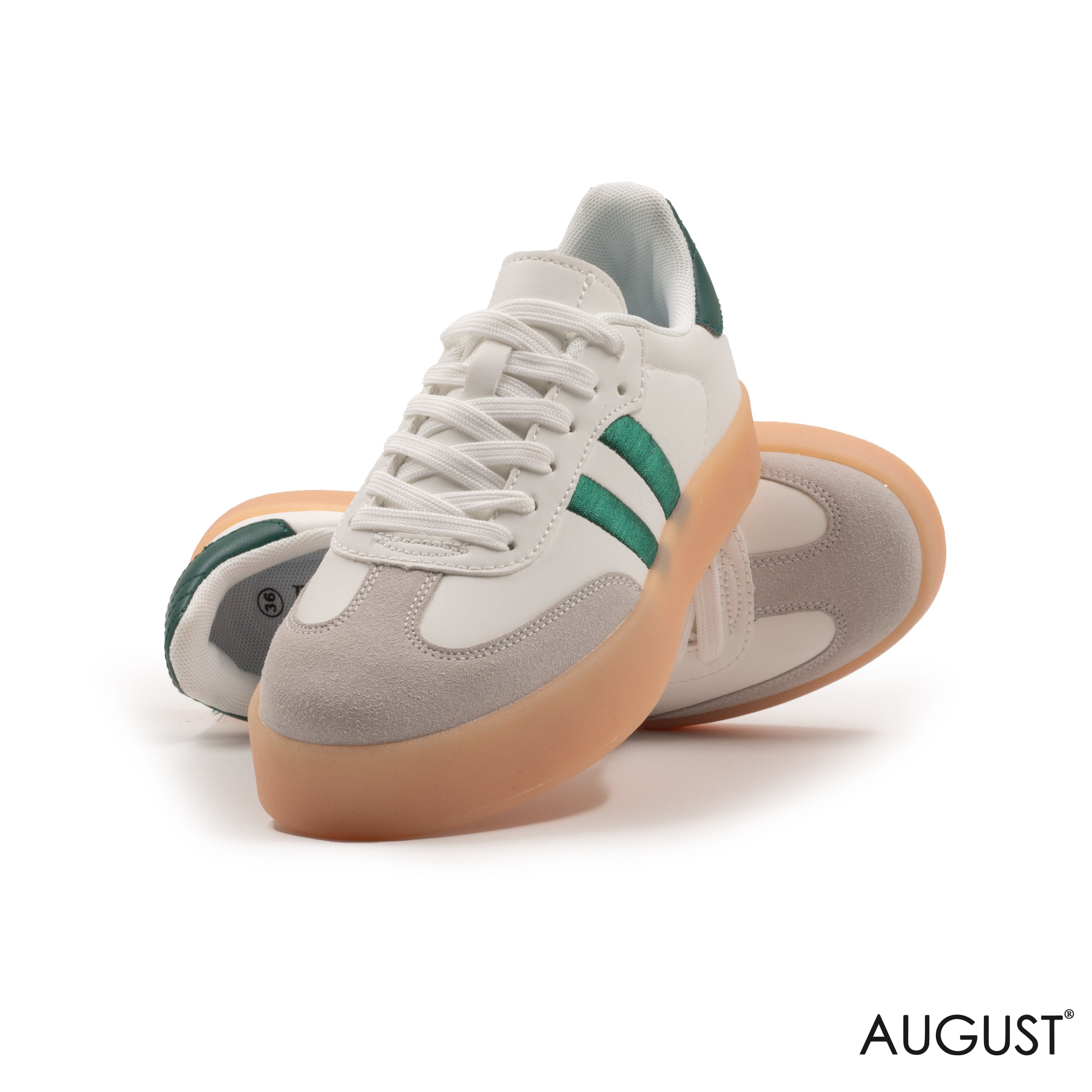 LEATHER SNEAKERS SPORTY STRIPE RUBBER SOLE