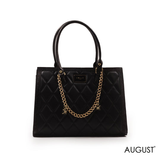 FOX SMOOTH LEATHER HANDBAG WITH BLACK TRIM-MED