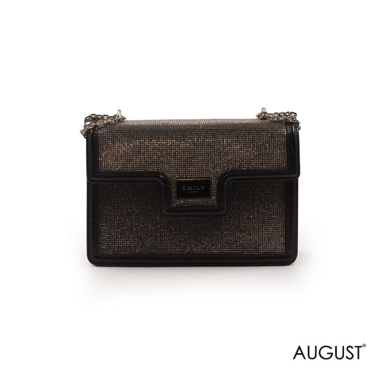 EVENING SHINY BLACK SHOULDER BAG-MED