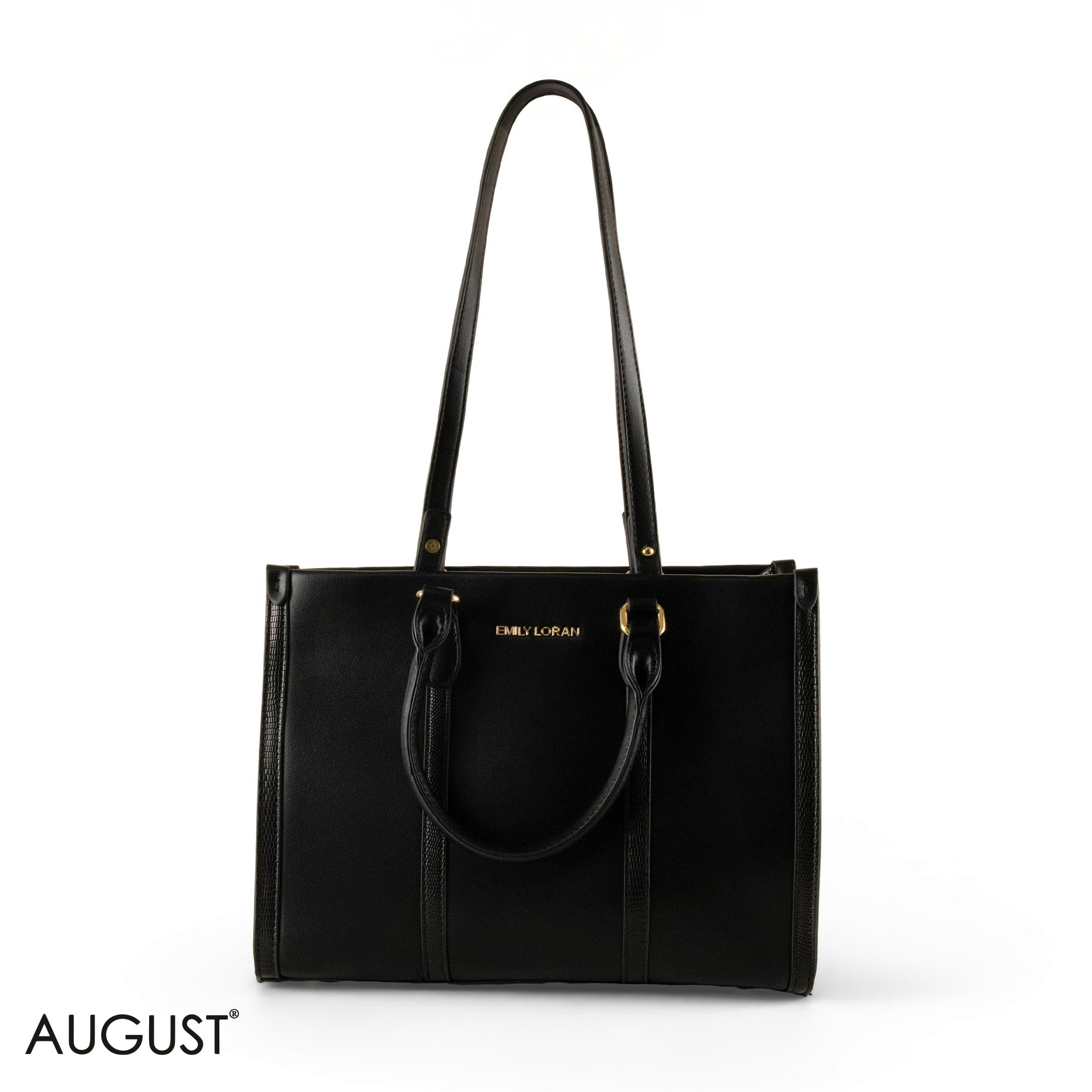 BLACK EMILY LORAN HANDBAG WITH BLACK LEATHER TRIM -MED