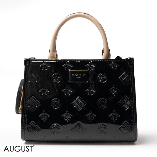 CLASSIC GLOSSY LEATHER PATTERNED HANDBAG - MED