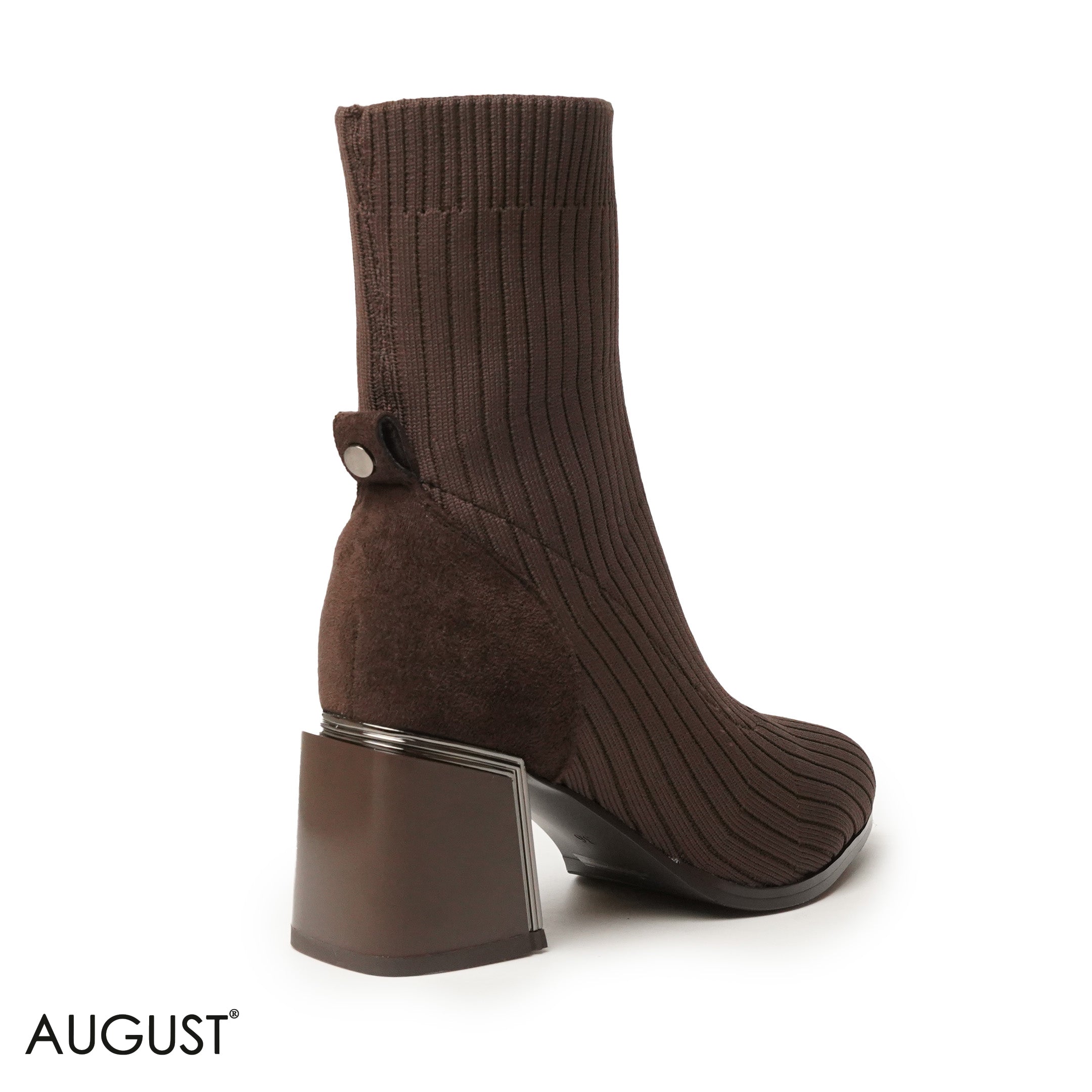 BROWN KINT FABRIC HEELED BOOTS WITH SUEDE TOUCH