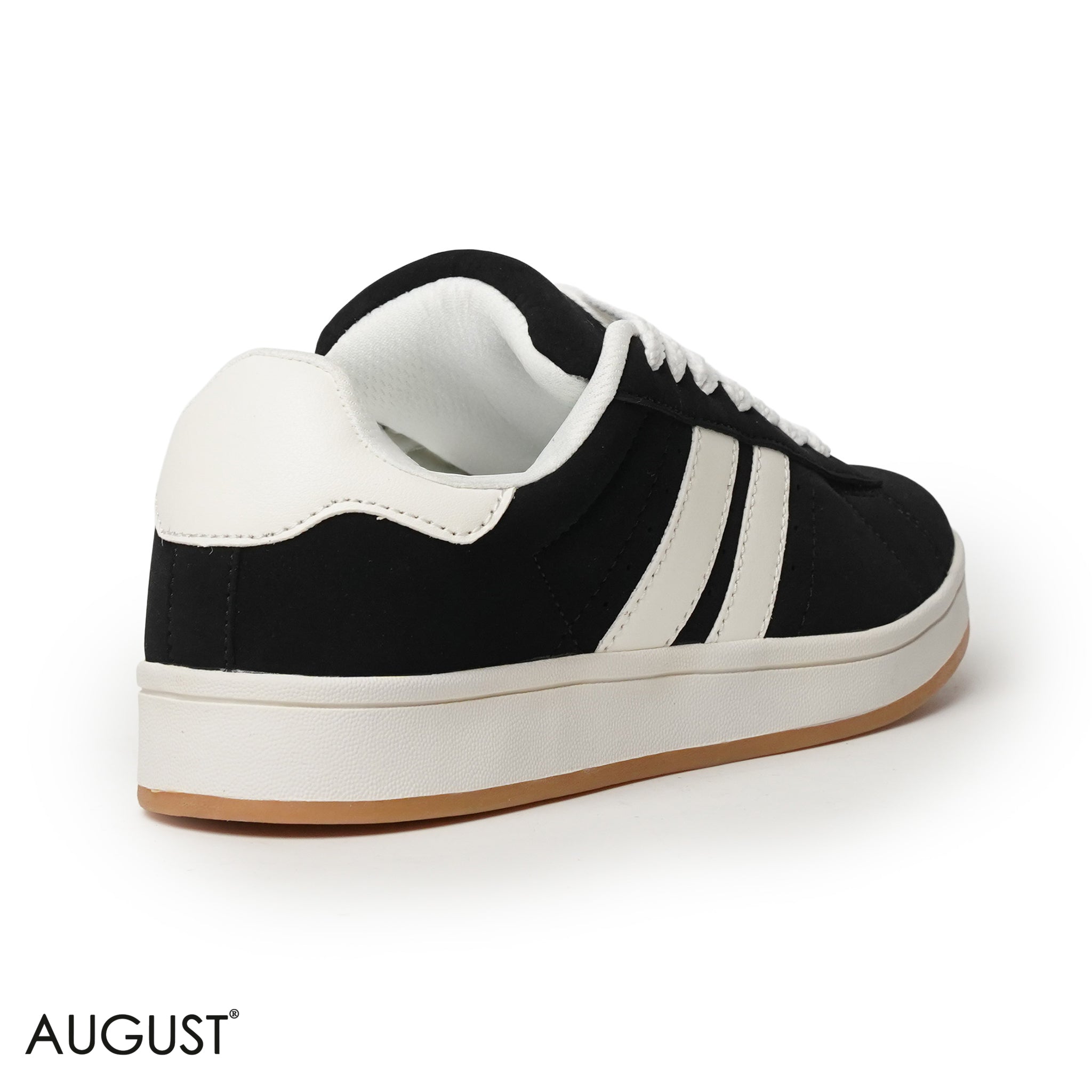 BLACK SUEDE UPPER SNEAKERS WITH RUBBER SOLE, CANVAS LACES