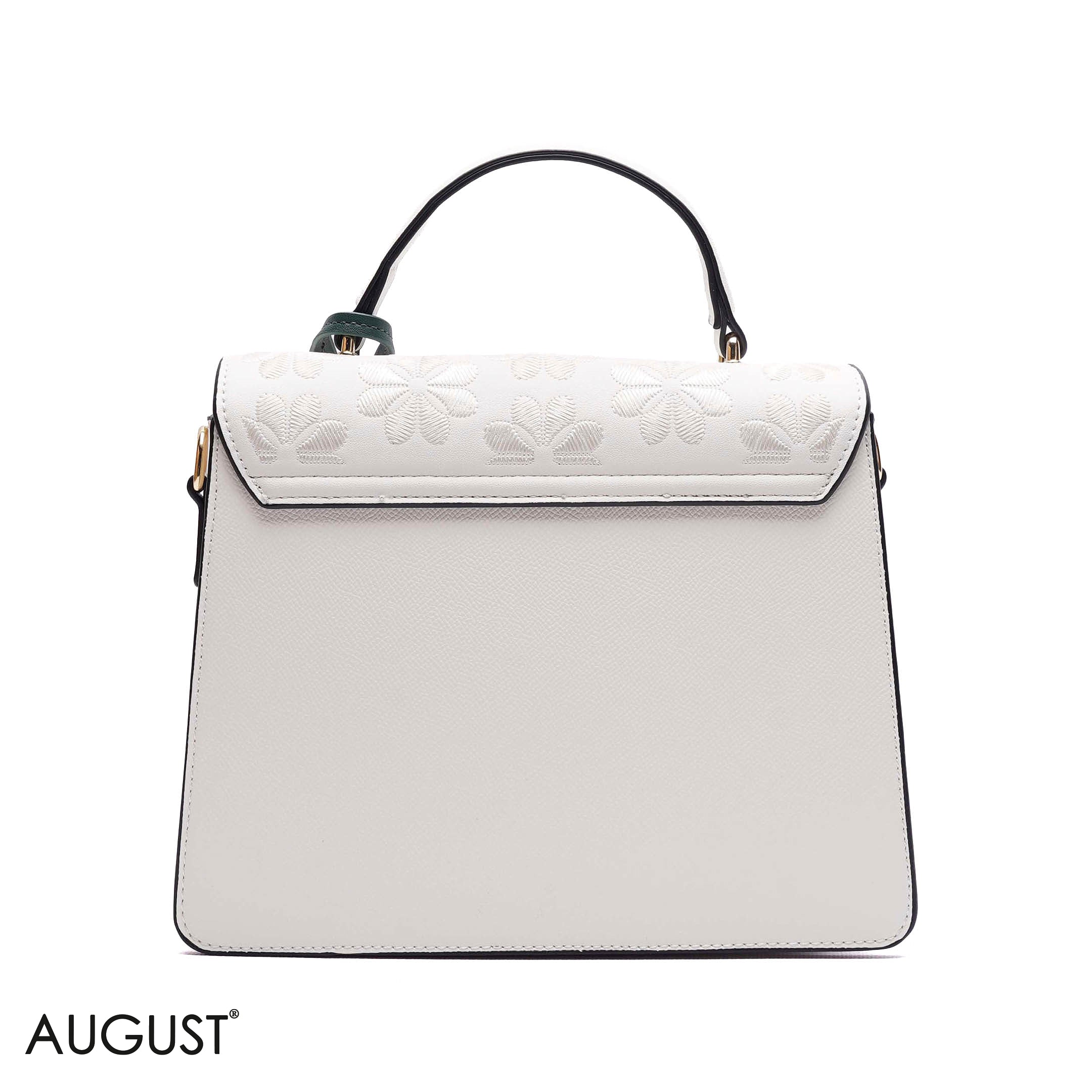 EMBOSSED FLORAL TOP-HANDLE SATCHEL BAG