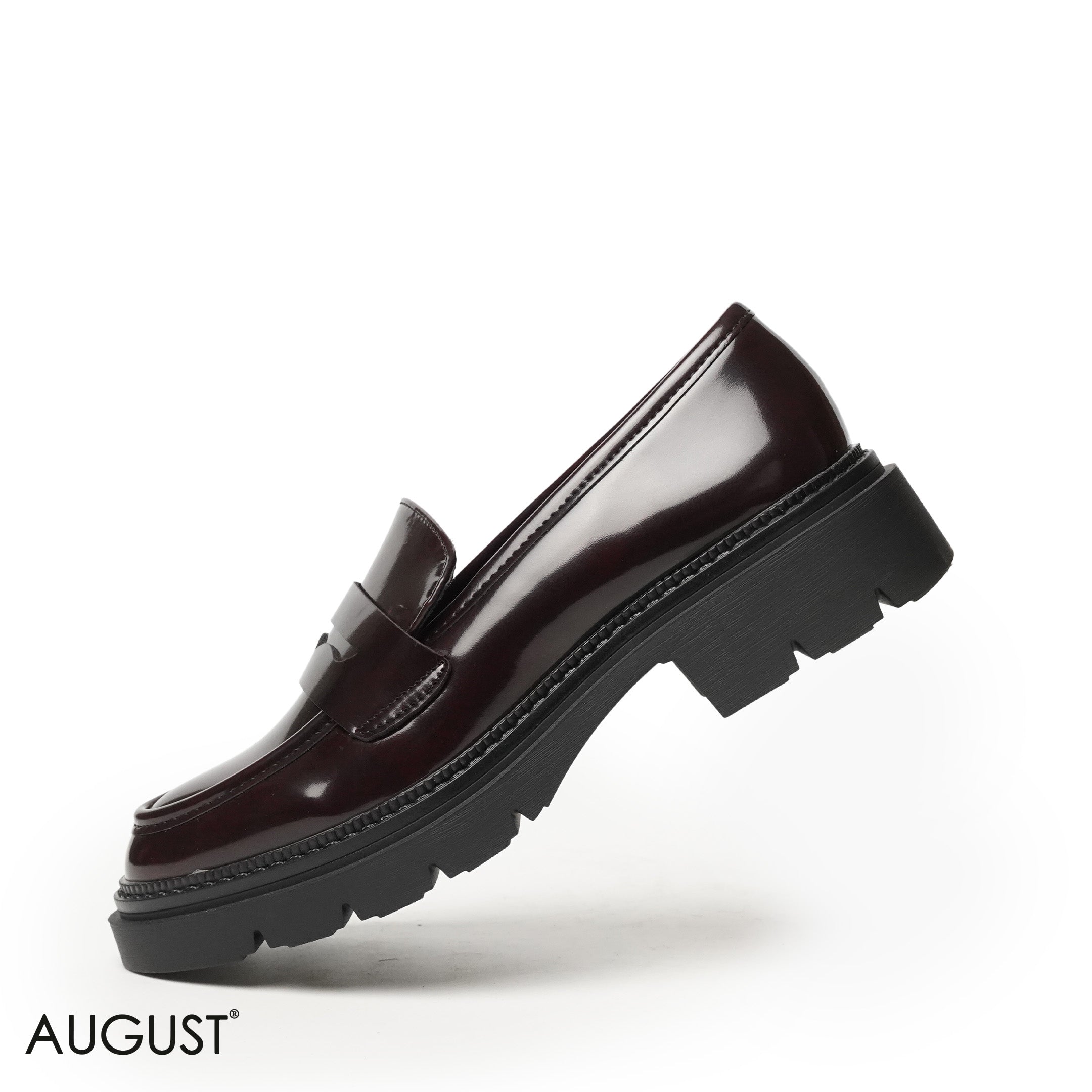 GLOSSY LEATHER LOAFERS WITH CHUNKY SOLE