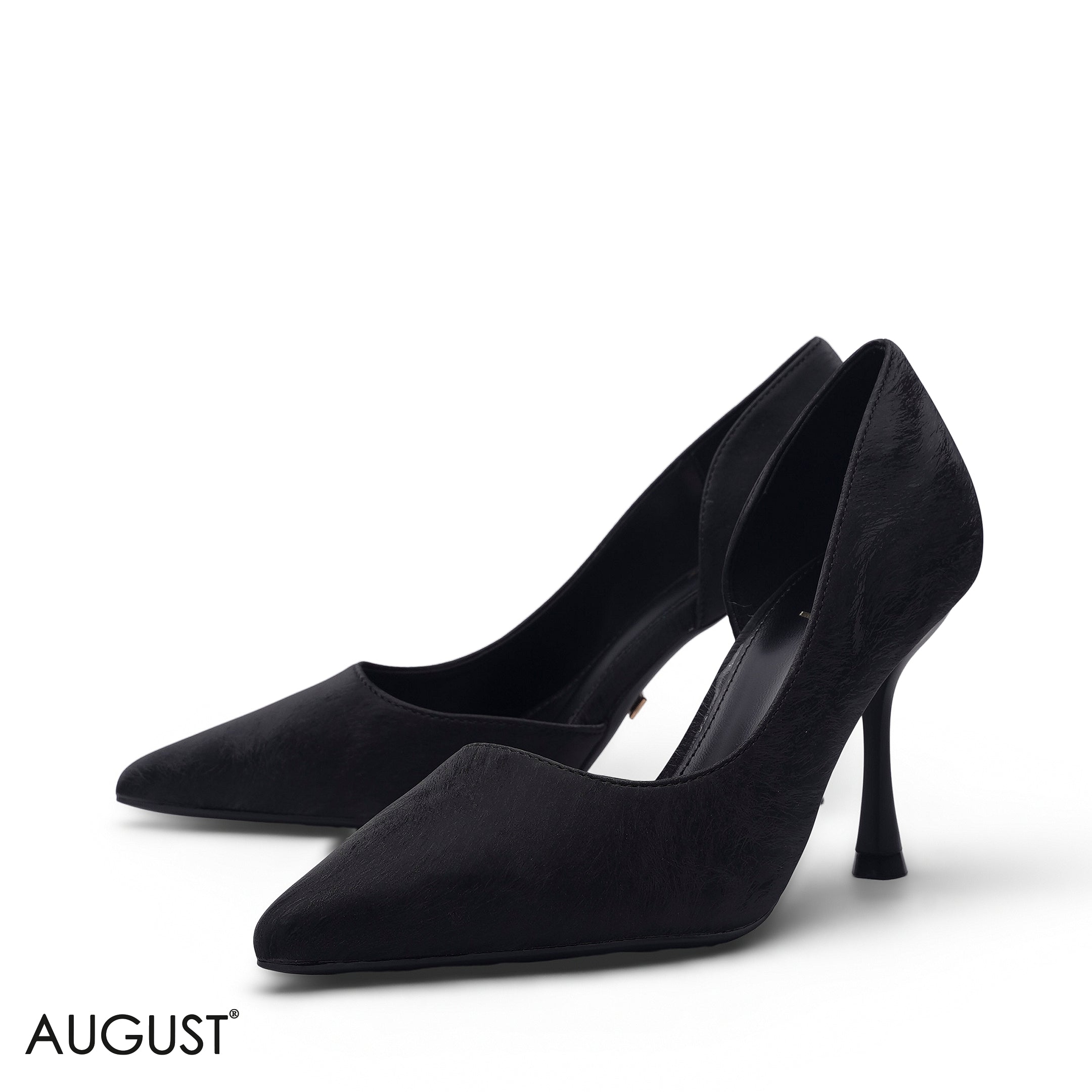 BLACK SIDE CUT-OUT POINTED TOE PUMPS
