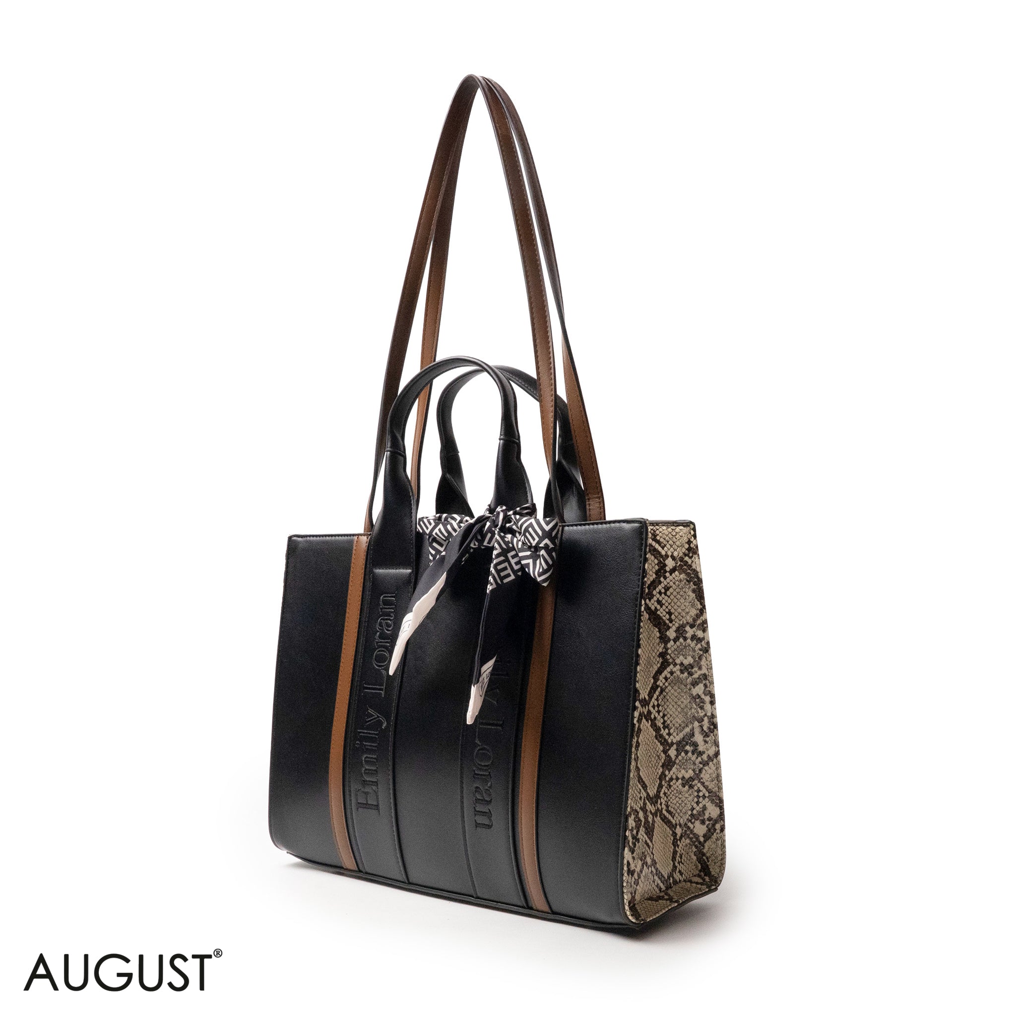 SPECIAL DESIGN LEATHER HANDBAG WITH SCARF - LARGE