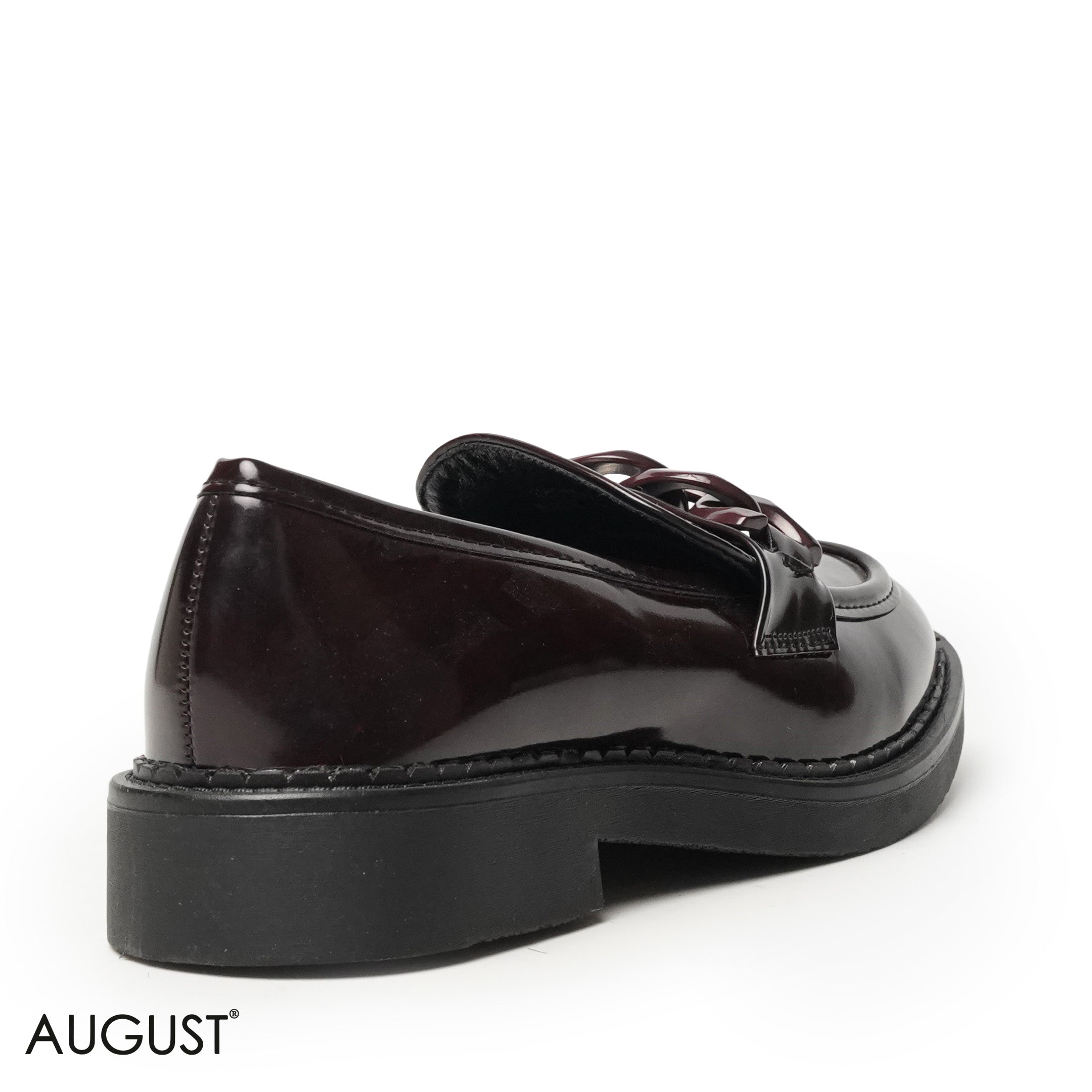 GLOSSY LEATHER LOAFERS WITH METAL BELT