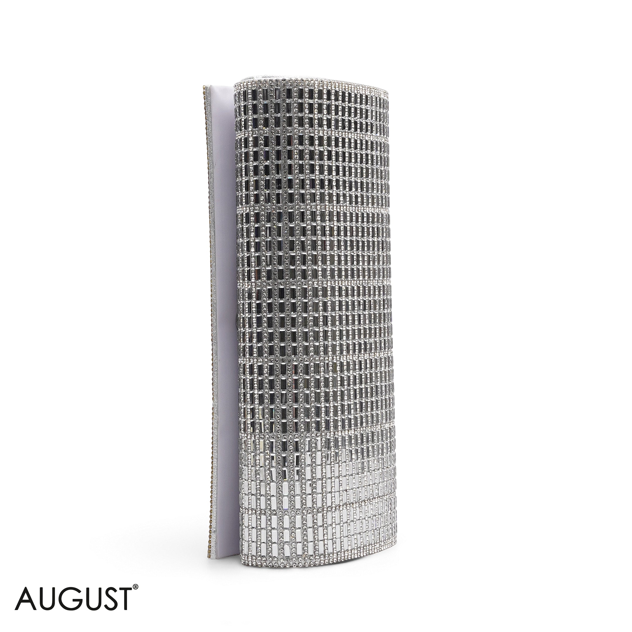 SILVER SHIMMERING CRYSTAL EVENING CLUTCH