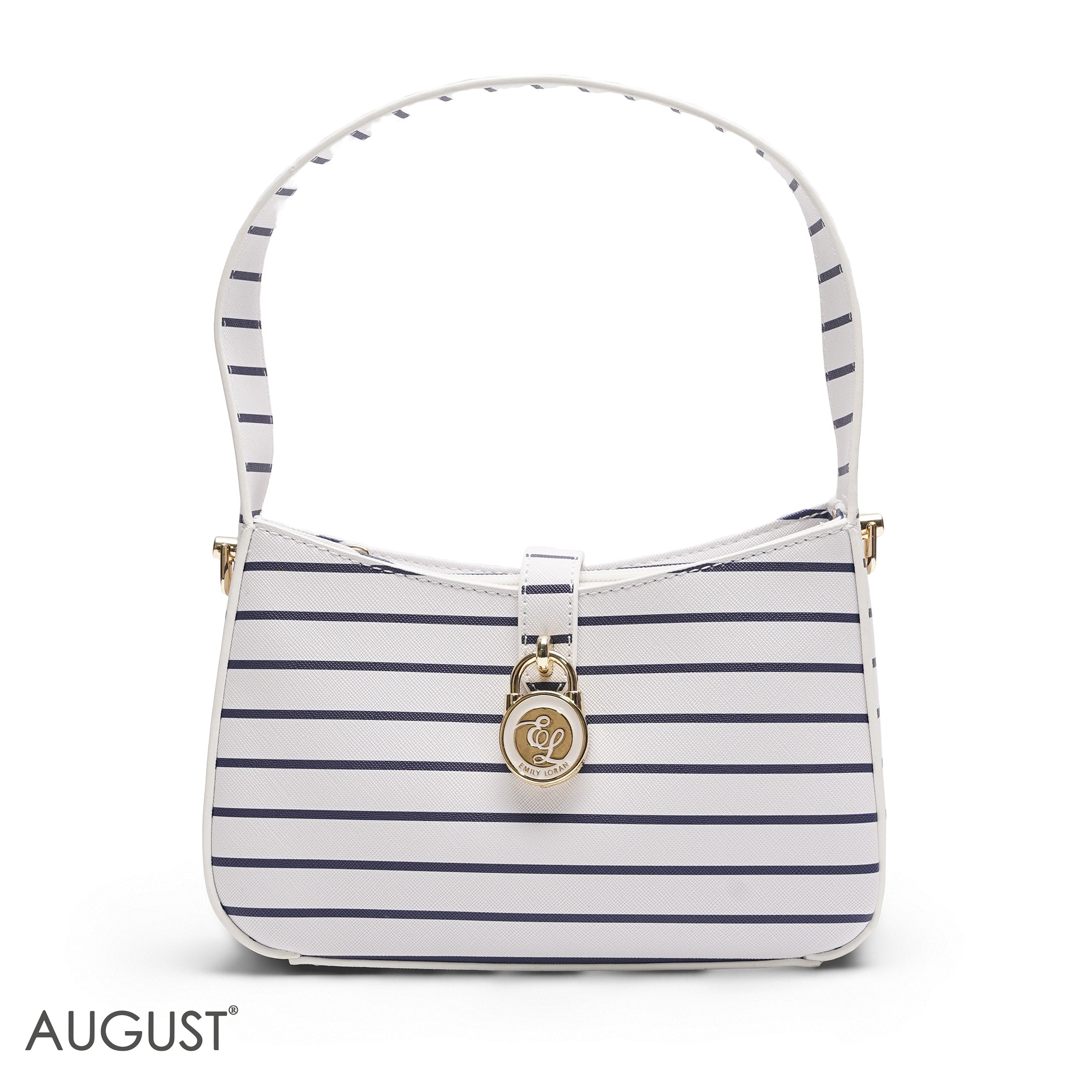 NAVY & WHITE STRIPED BAGUETTE BAG