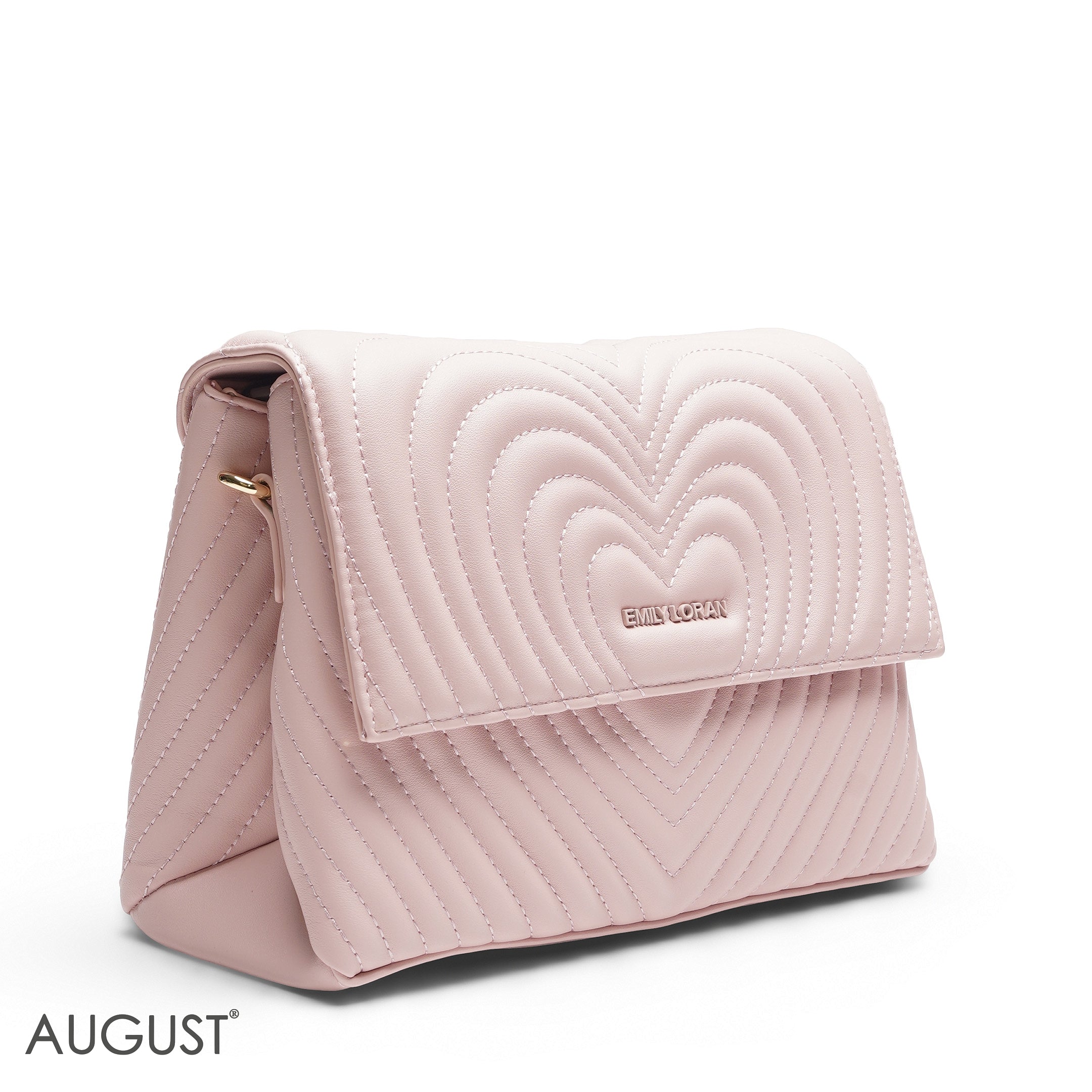 PINK EMILY EMBOSSED LOGO TRAPEZE BAG - MED
