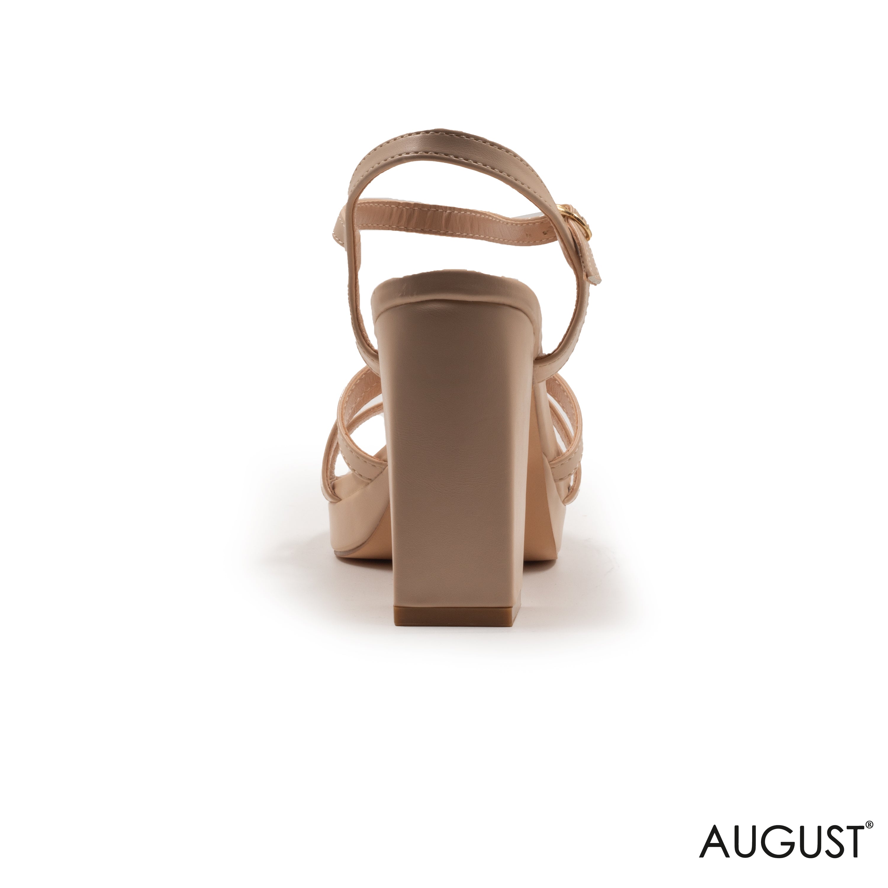 BEIGE HIGH-PLATFORM SANDALS WITH BUCKLE DETAIL
